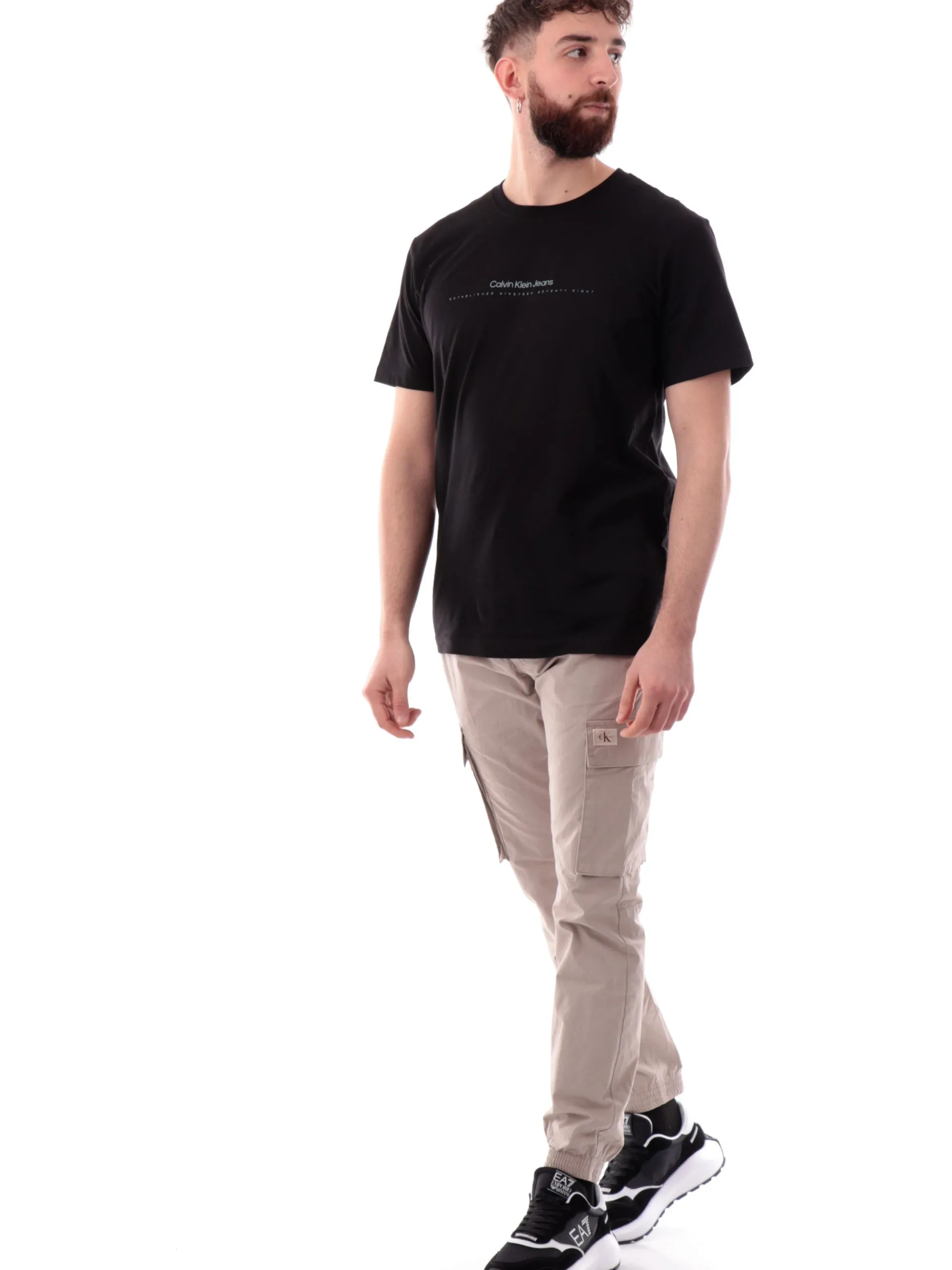 CALVIN KLEIN T-Shirt*T-shirt nera da uomo Minimal Logo J30J327075