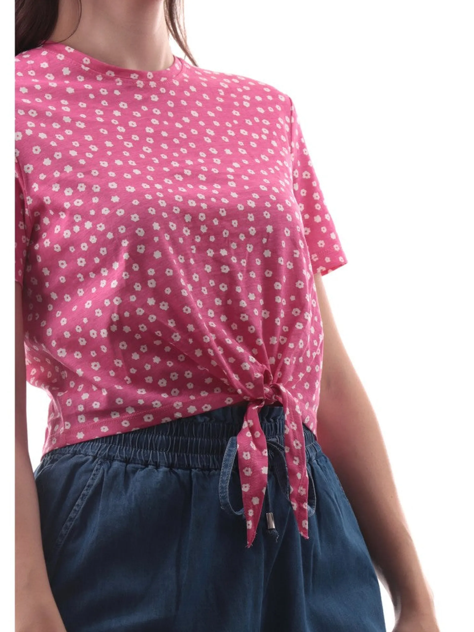 ONLY Maglie*T-shirt crop rosa da donna con fiori 15257467