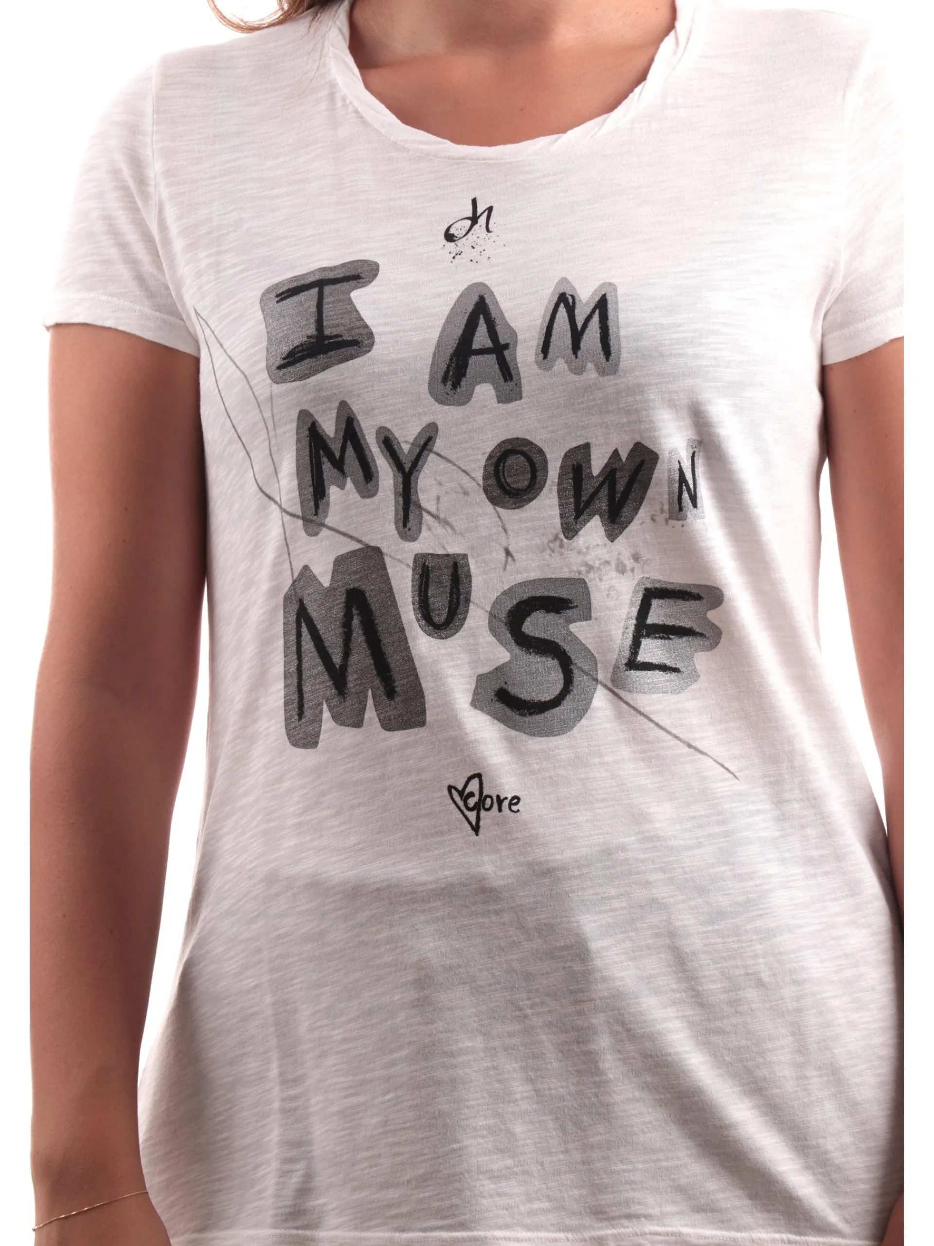 DEHA T-Shirt*T-Shirt bianca da Donna stampa glitter A00590