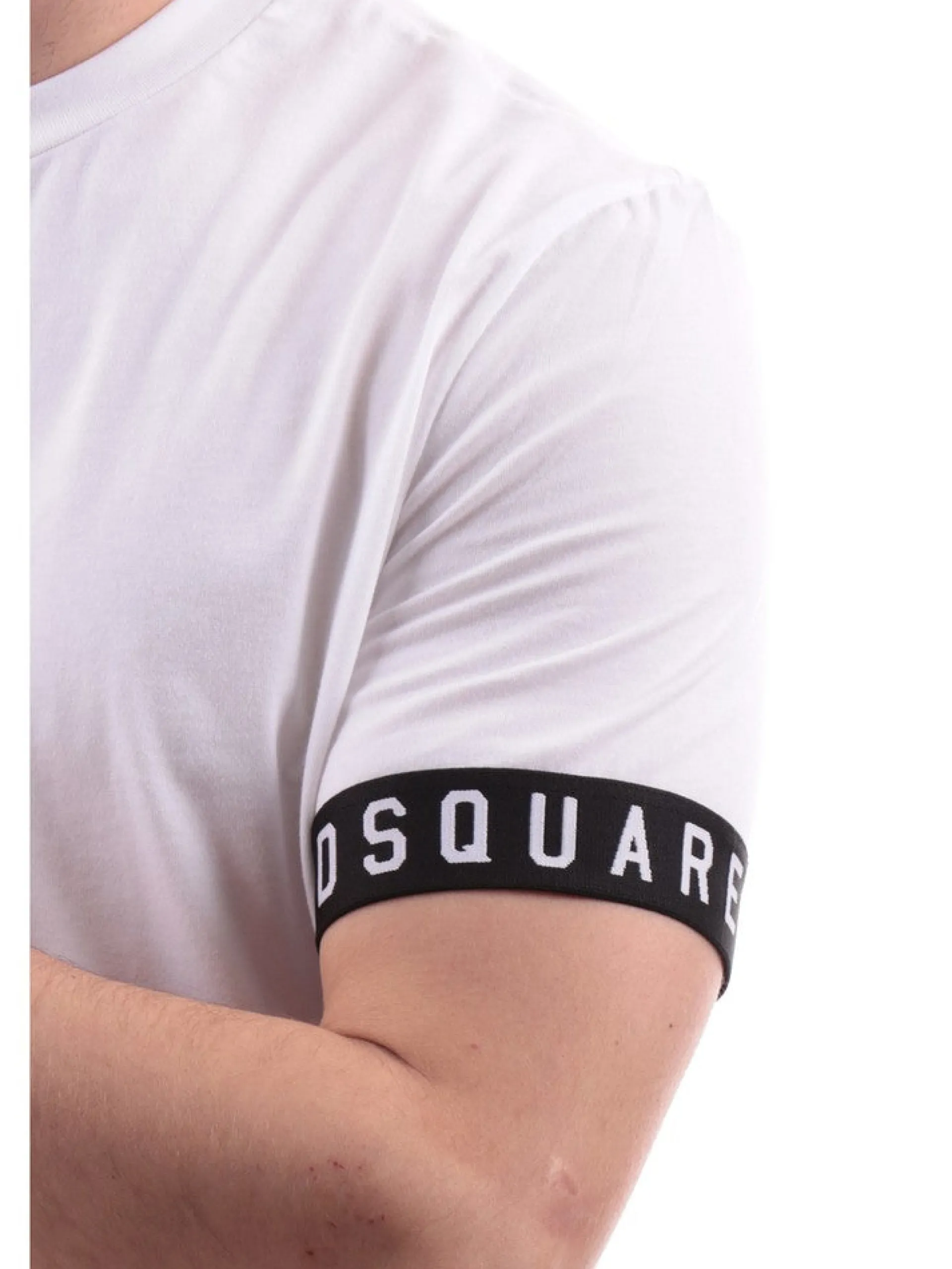 DSQUARED T-Shirt*T-shirt bianca da uomo banda logata D9M3S5400