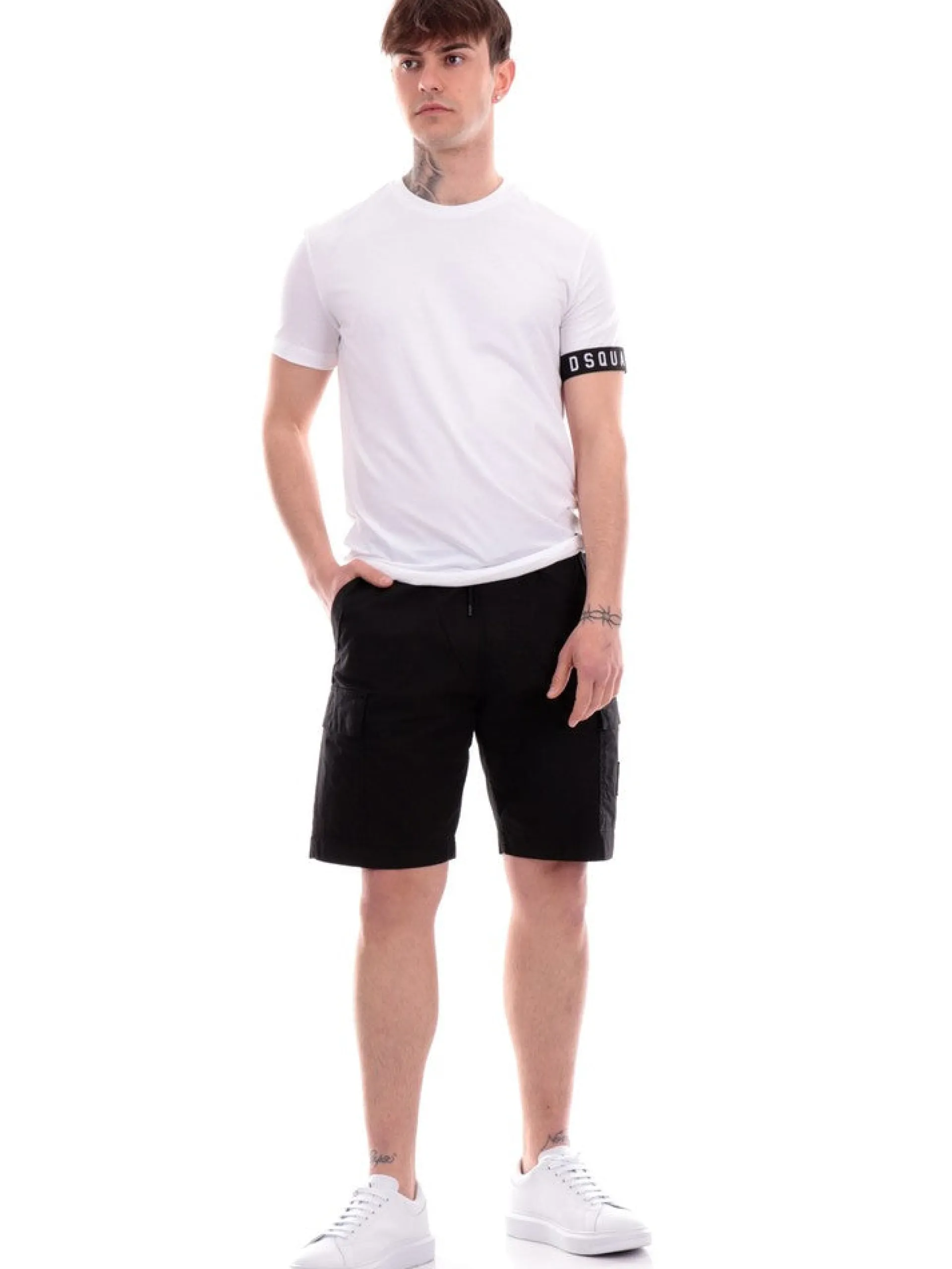 DSQUARED T-Shirt*T-shirt bianca da uomo banda logata D9M3S5400
