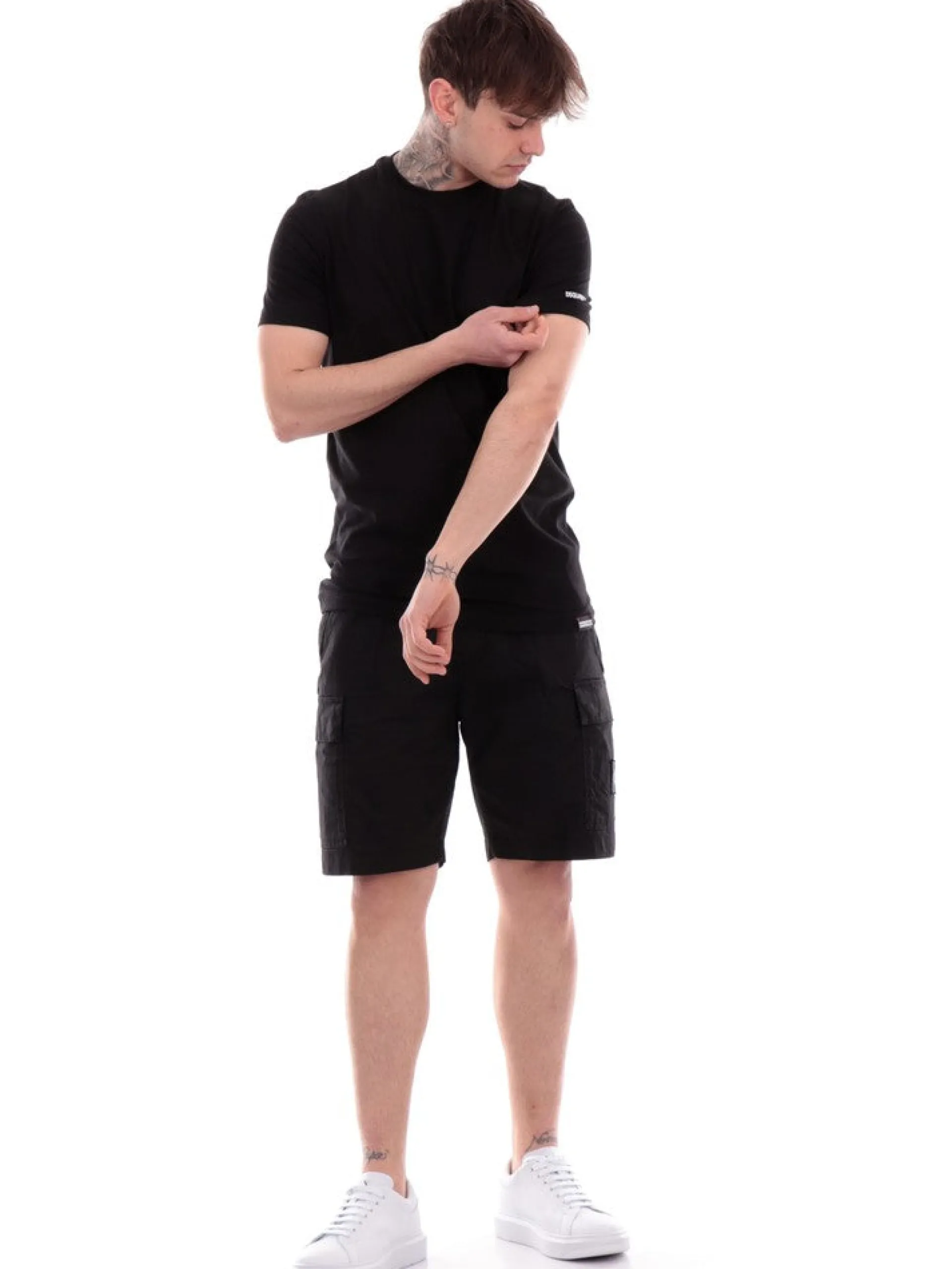 DSQUARED T-Shirt*T-shirt nera da uomo logo stampato D9M205190
