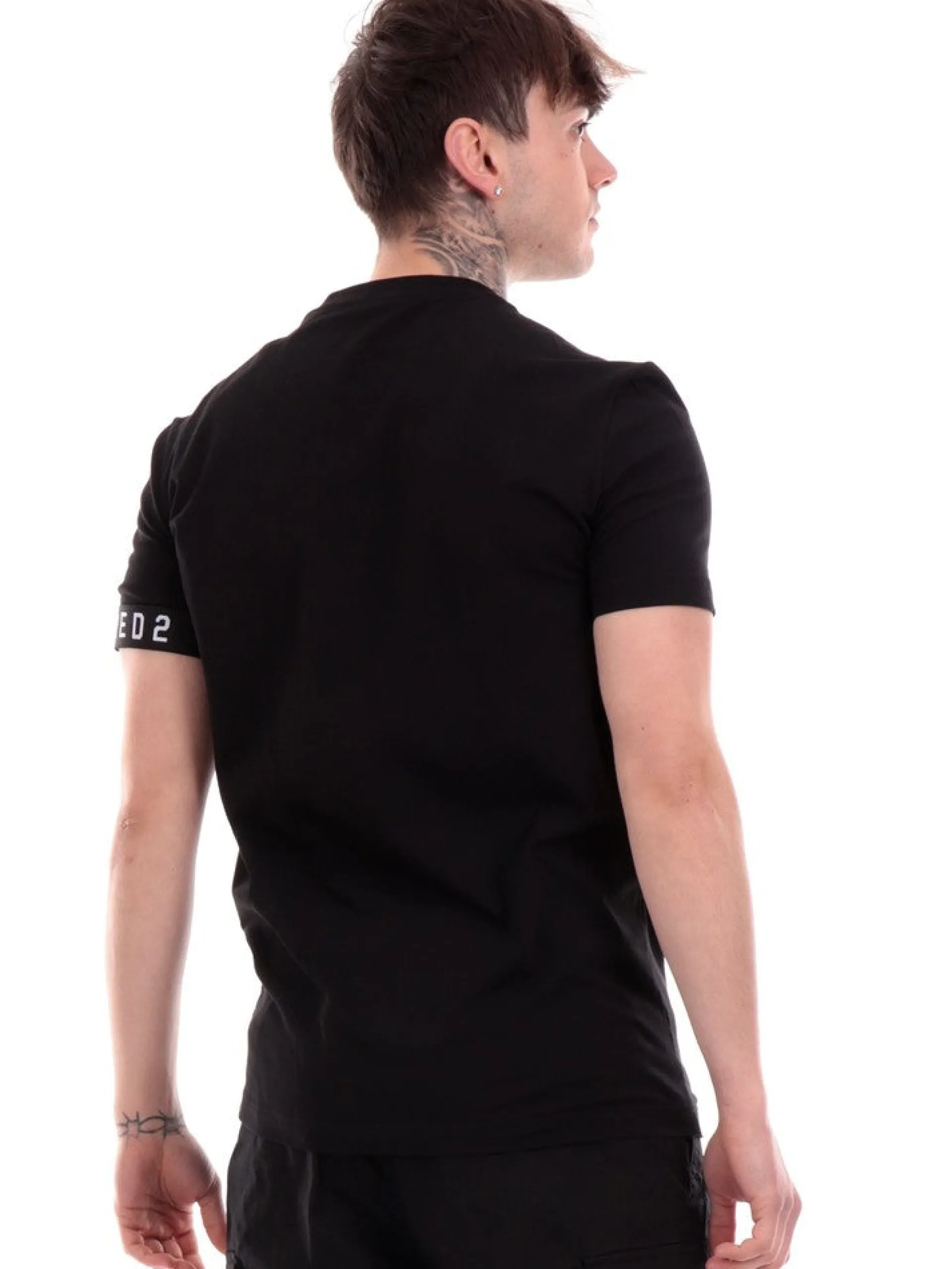 DSQUARED T-Shirt*T-shirt nera da uomo banda logata D9M3S5400