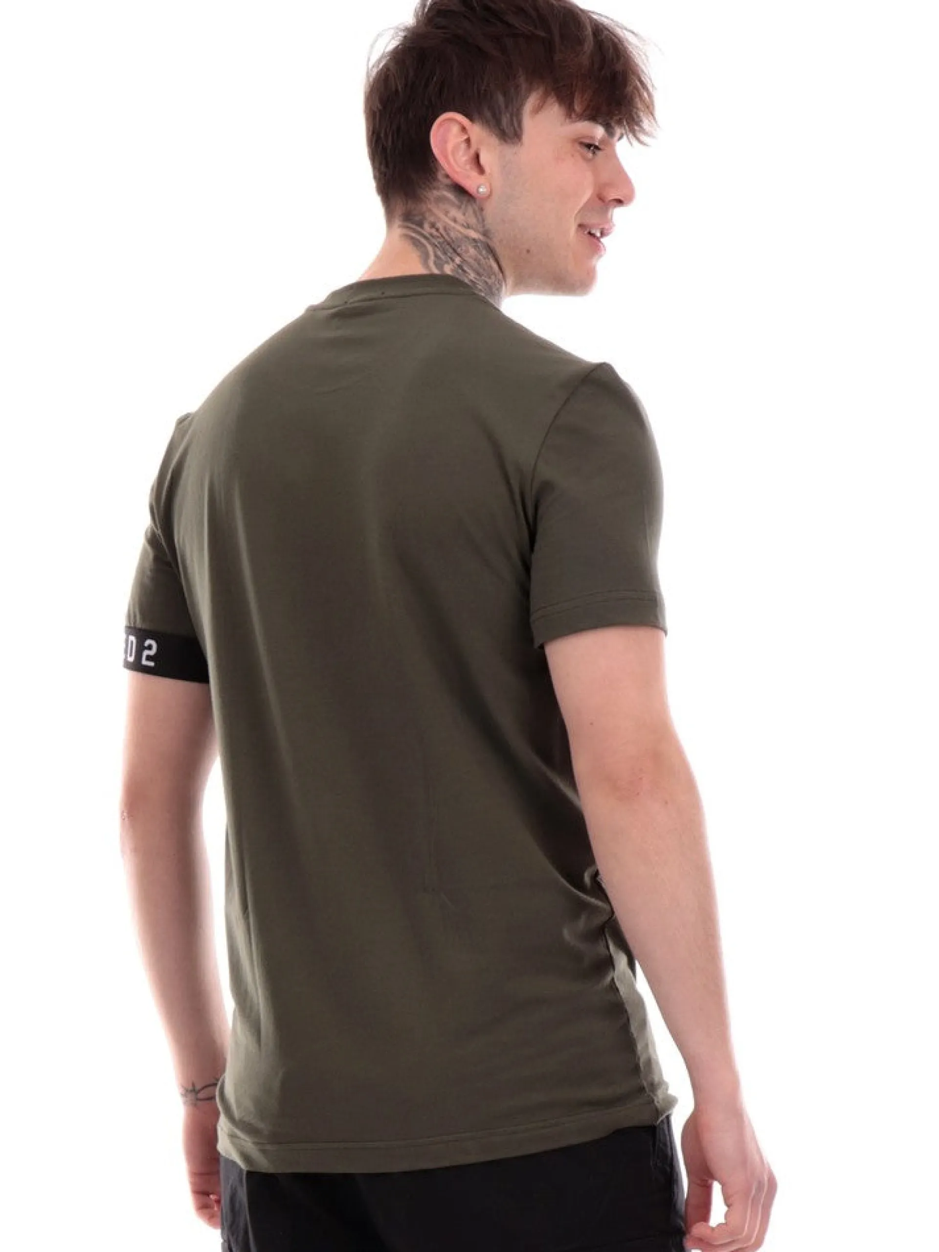 DSQUARED T-Shirt*T-shirt verde da uomo banda logata D9M3S5400