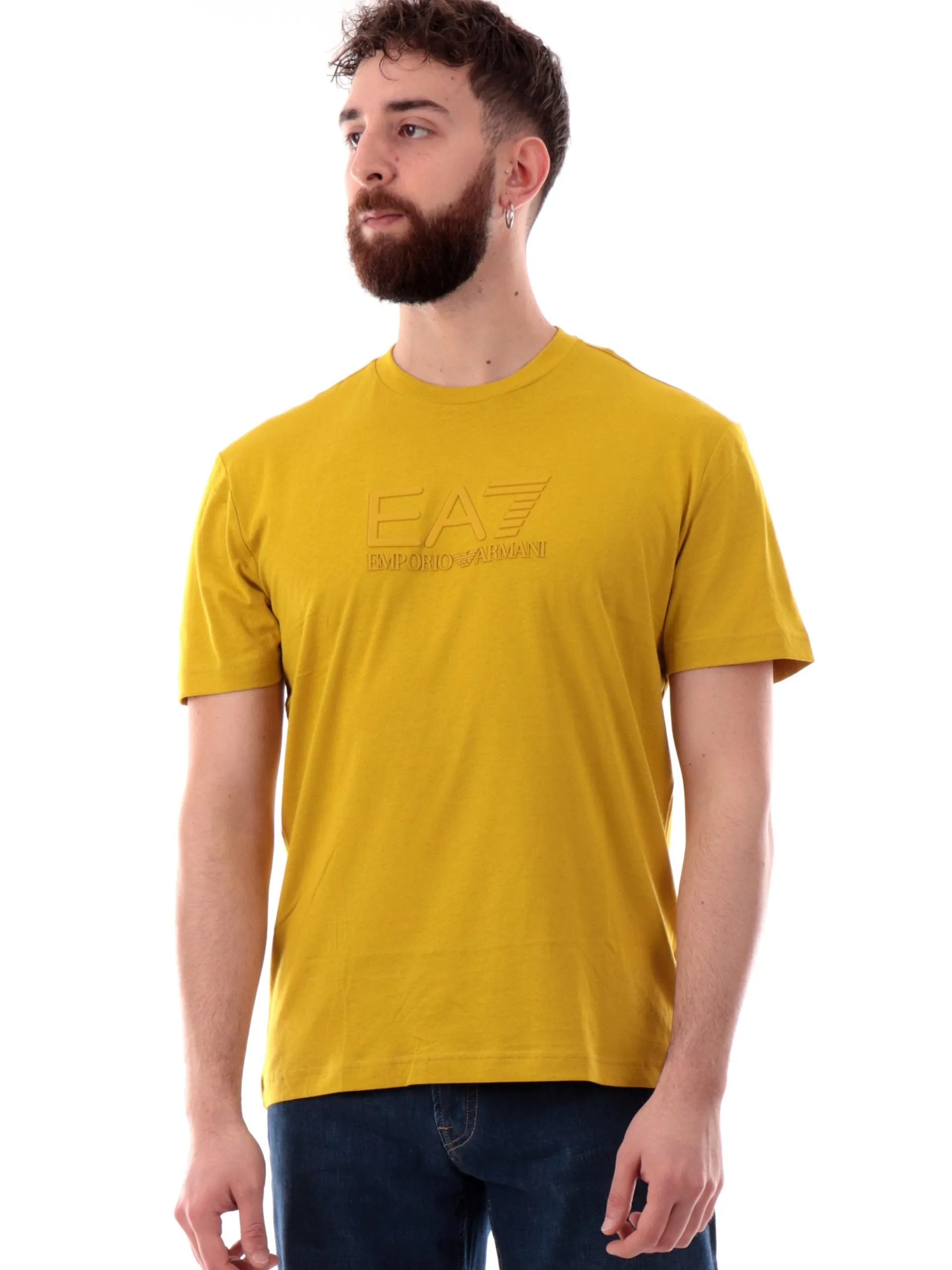 EMPORIO ARMANI 7 T-Shirt*T-shirt Emporio Armani EA7 gialla da uomo patch gommato 7M000224AF10375