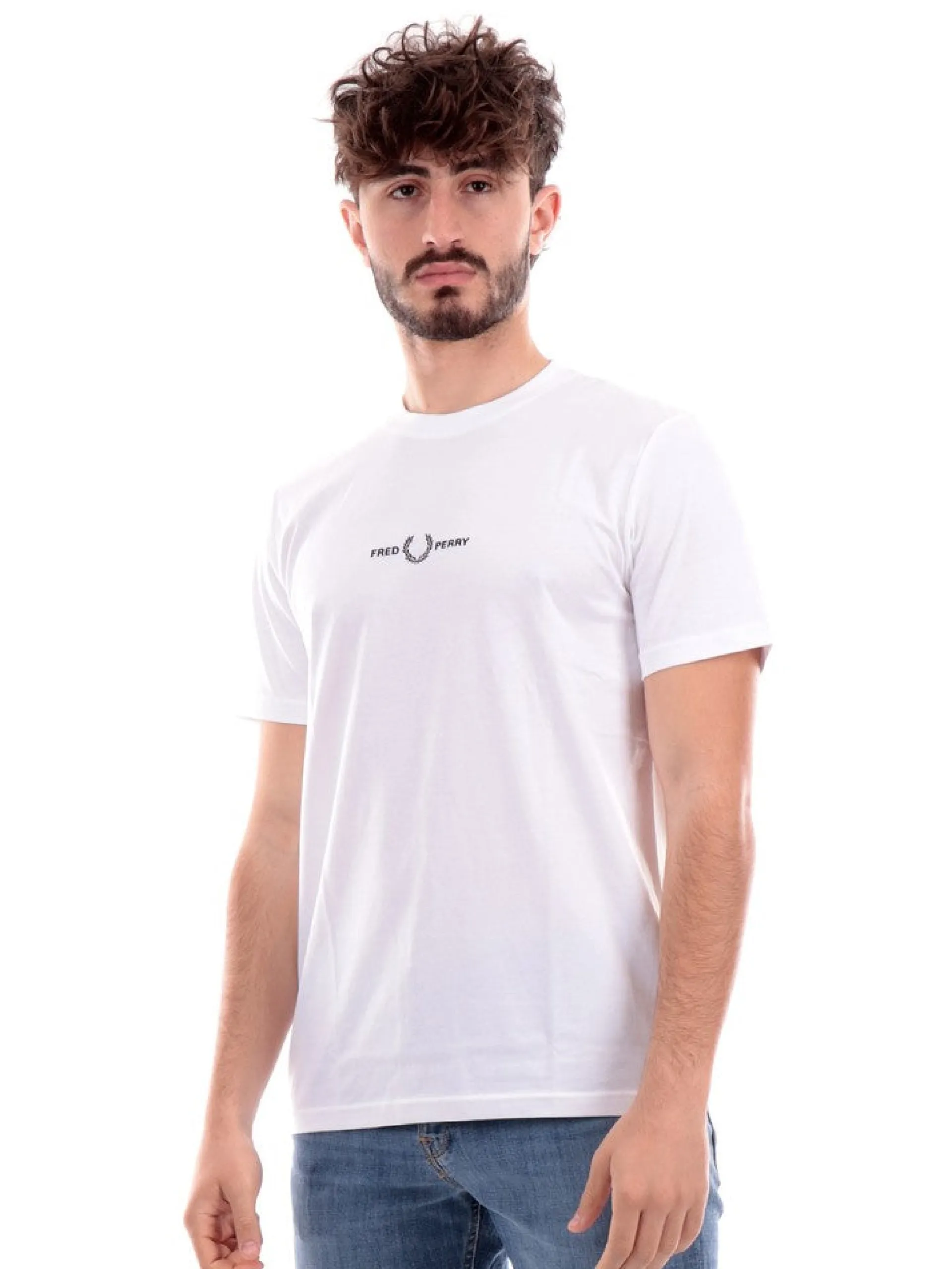 FRED PERRY T-Shirt*T-shirt bianca da uomo con logo M4580
