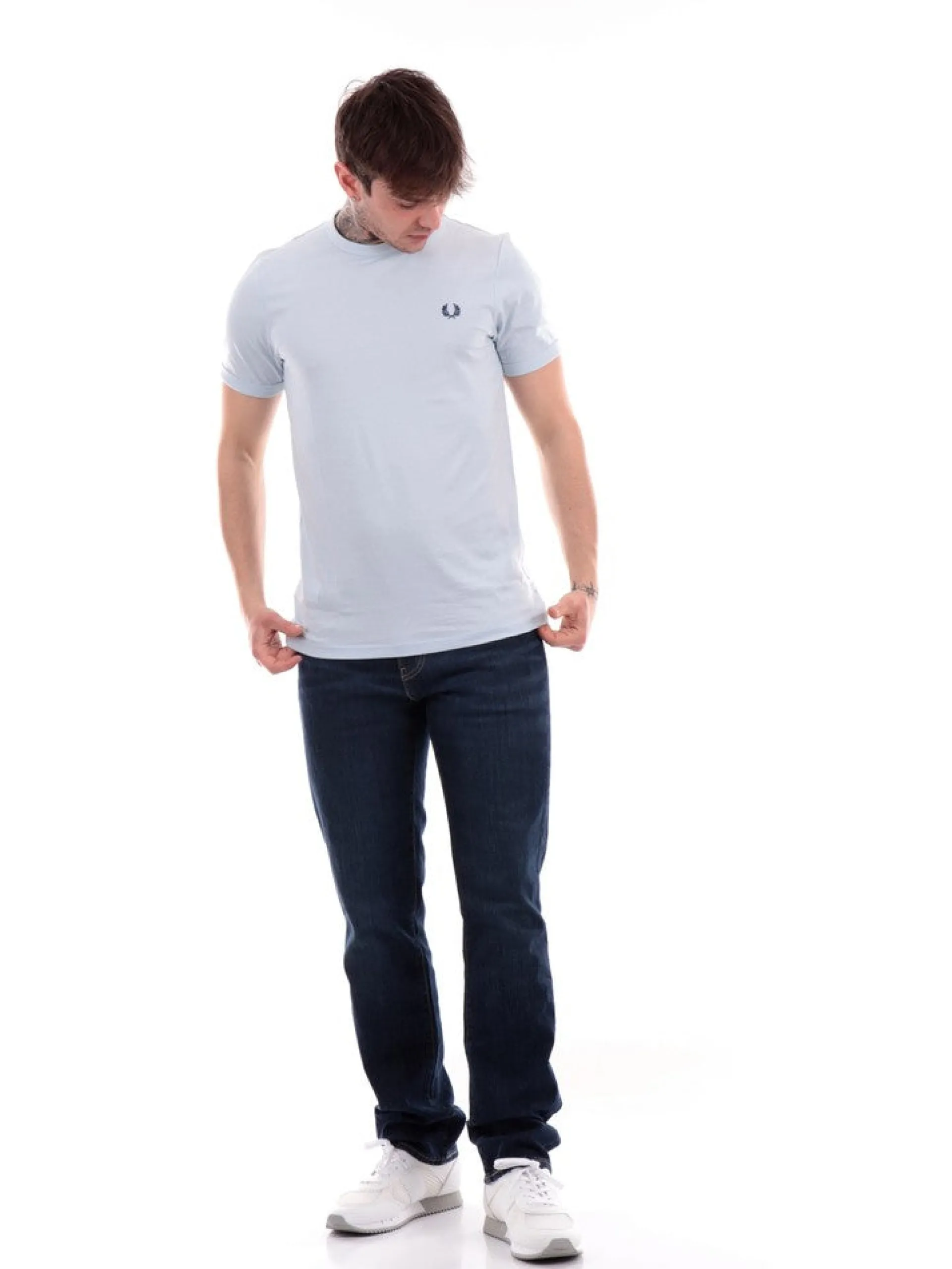 FRED PERRY T-Shirt*T-shirt celeste da uomo Ringer M3519
