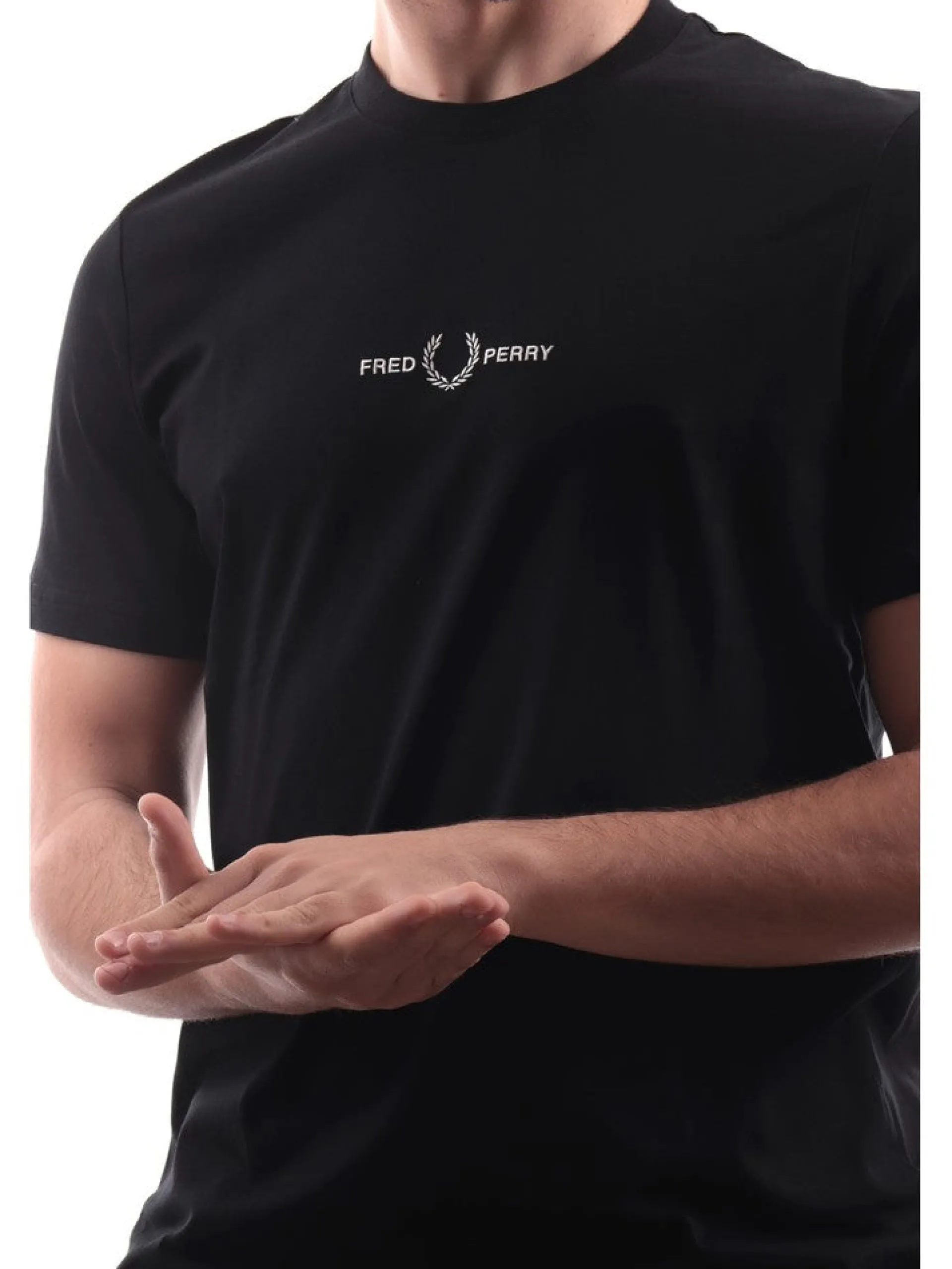 FRED PERRY T-Shirt*T-shirt nera da uomo con logo M4580