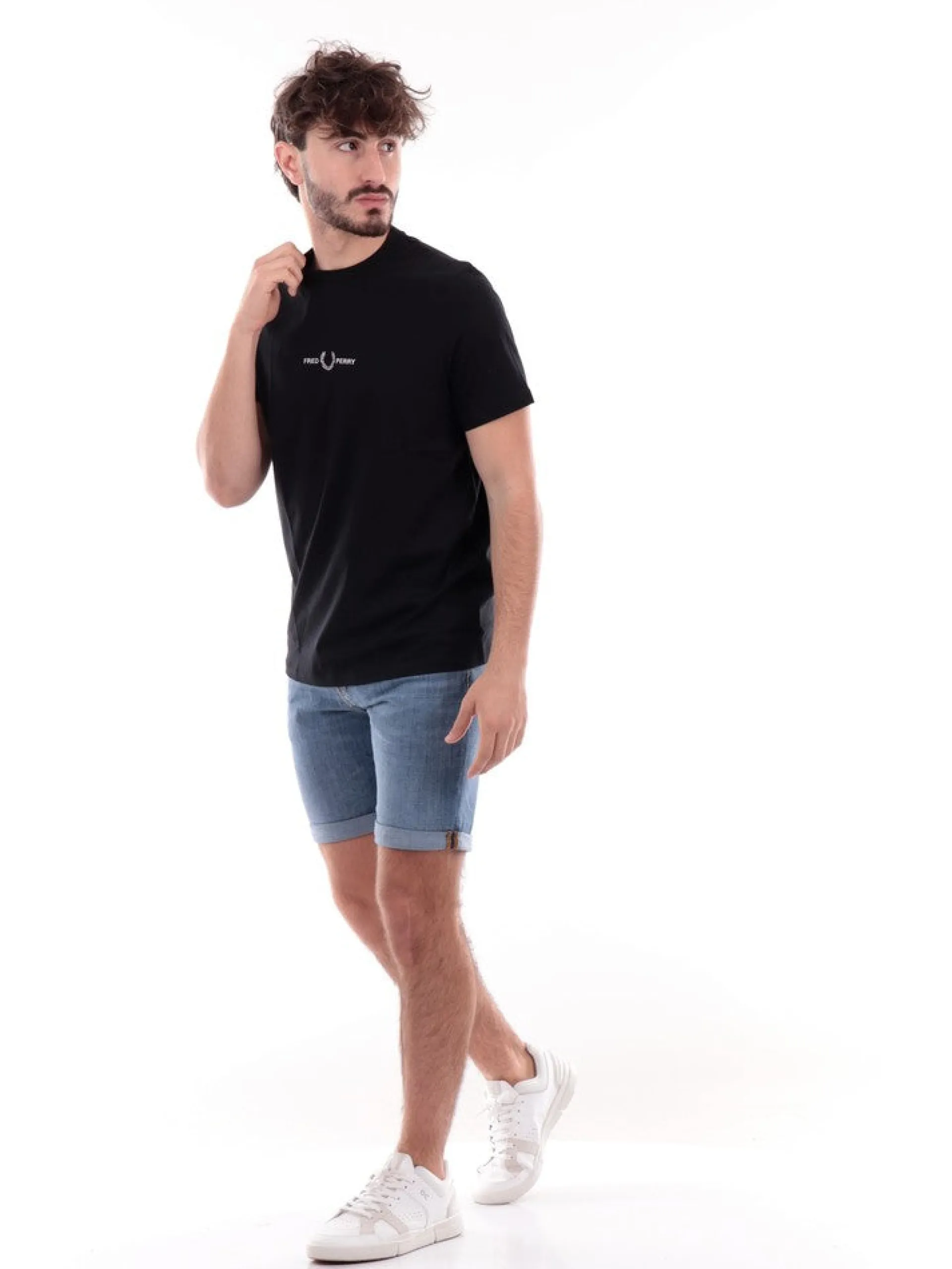 FRED PERRY T-Shirt*T-shirt nera da uomo con logo M4580