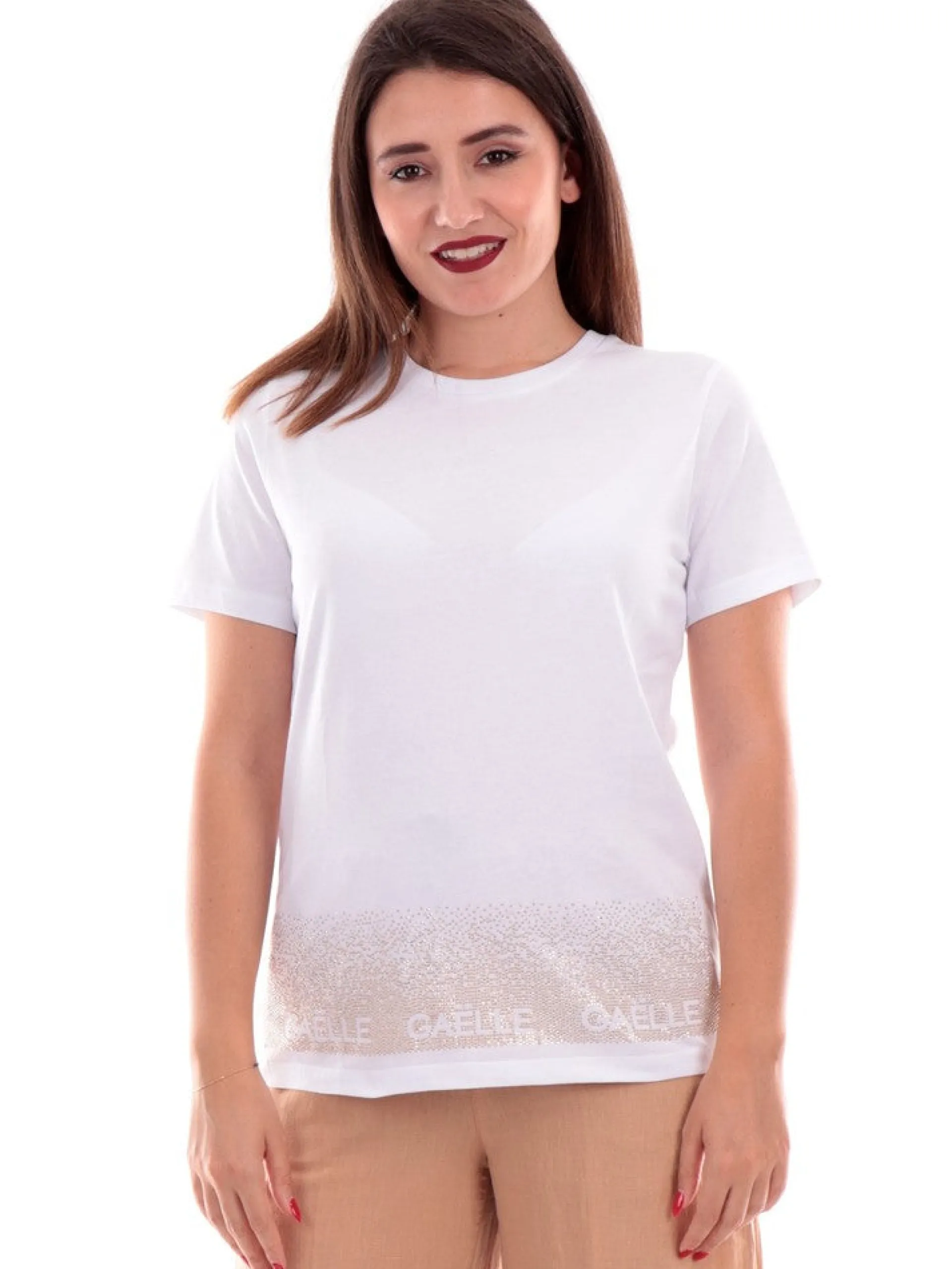 GAELLE T-Shirt*T-shirt bianca da donna con strass GAABW00339