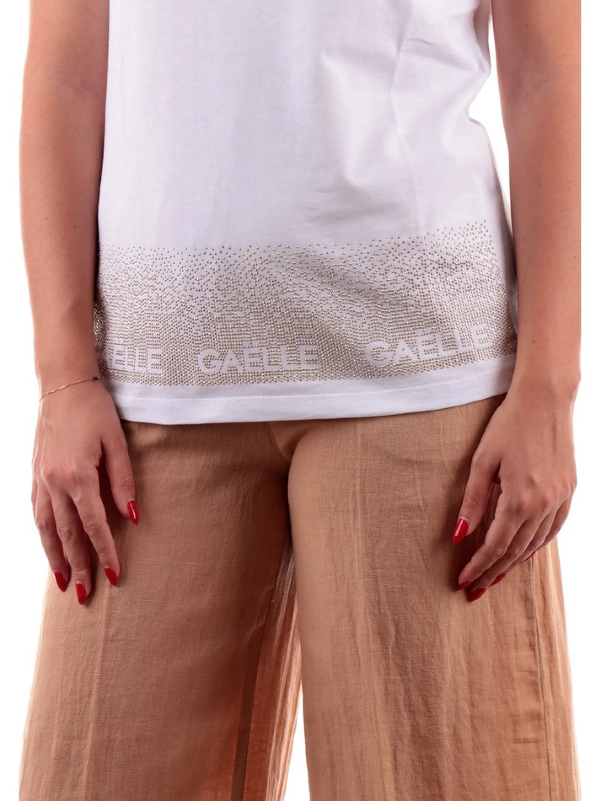 GAELLE T-Shirt*T-shirt bianca da donna con strass GAABW00339