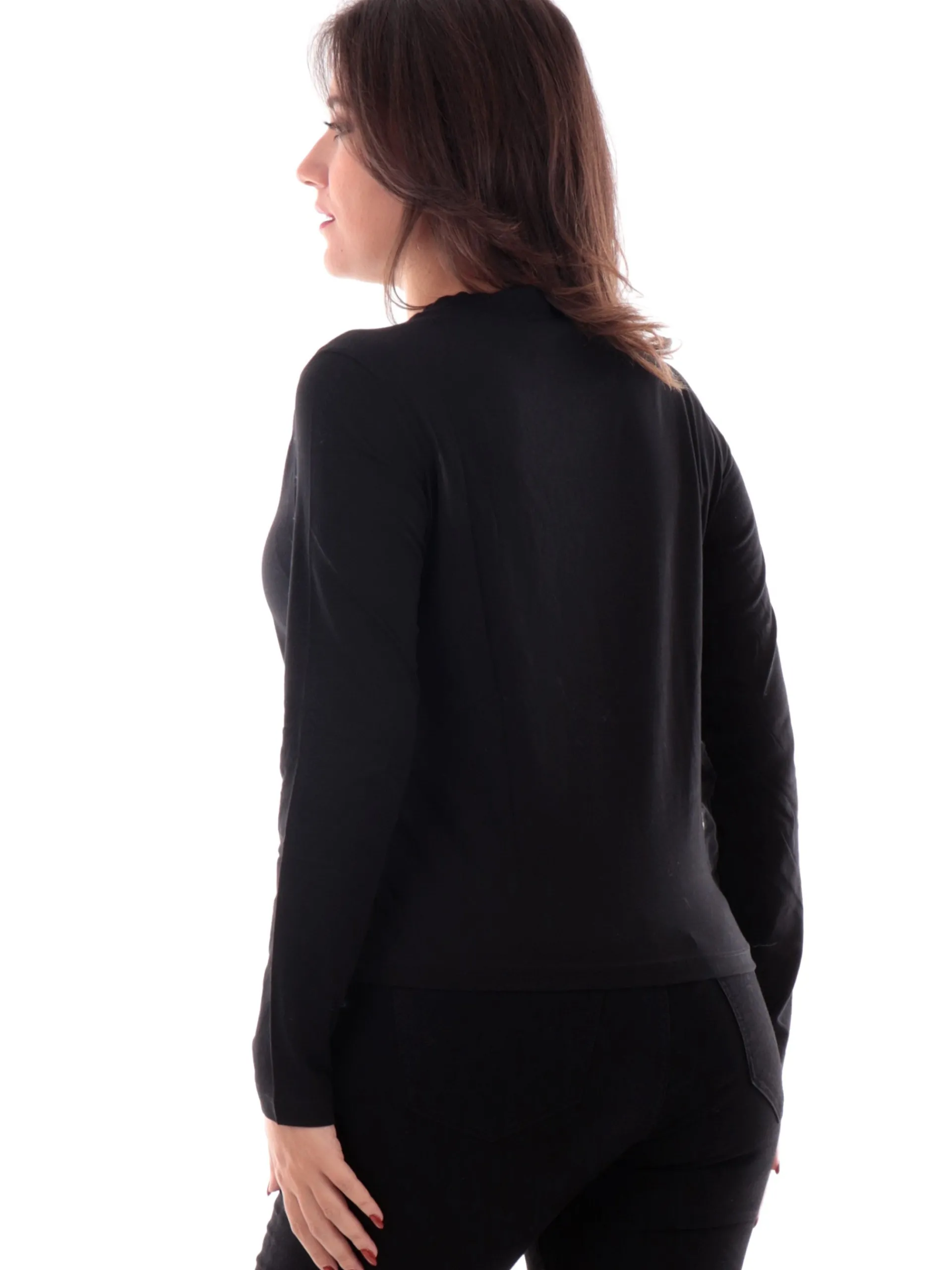 YES ZEE T-Shirt*T-shirt girocollo nera da donna con strass T004S1000