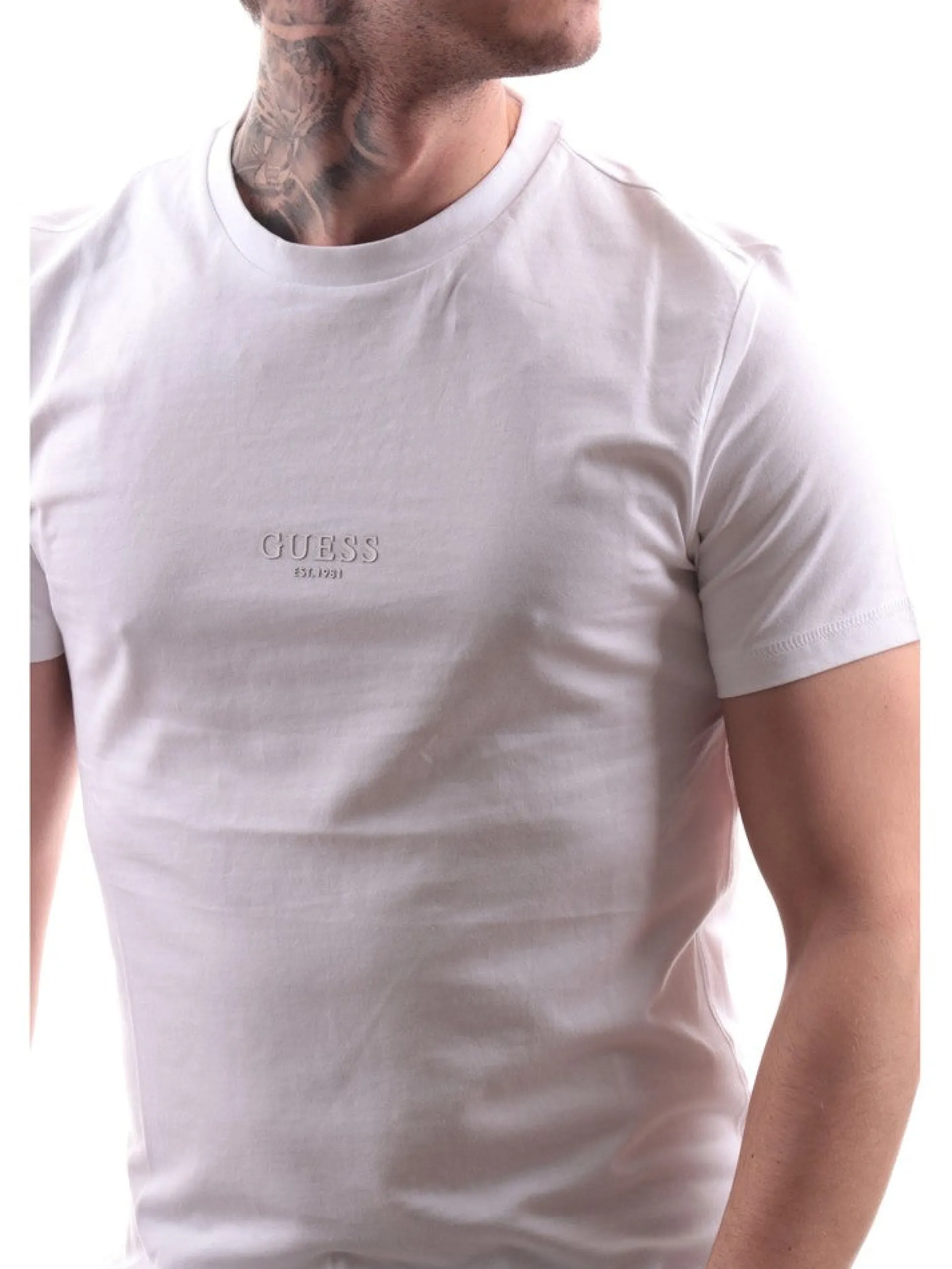 GUESS T-Shirt*T-shirt bianca da uomo con logo M2YI72I3Z14