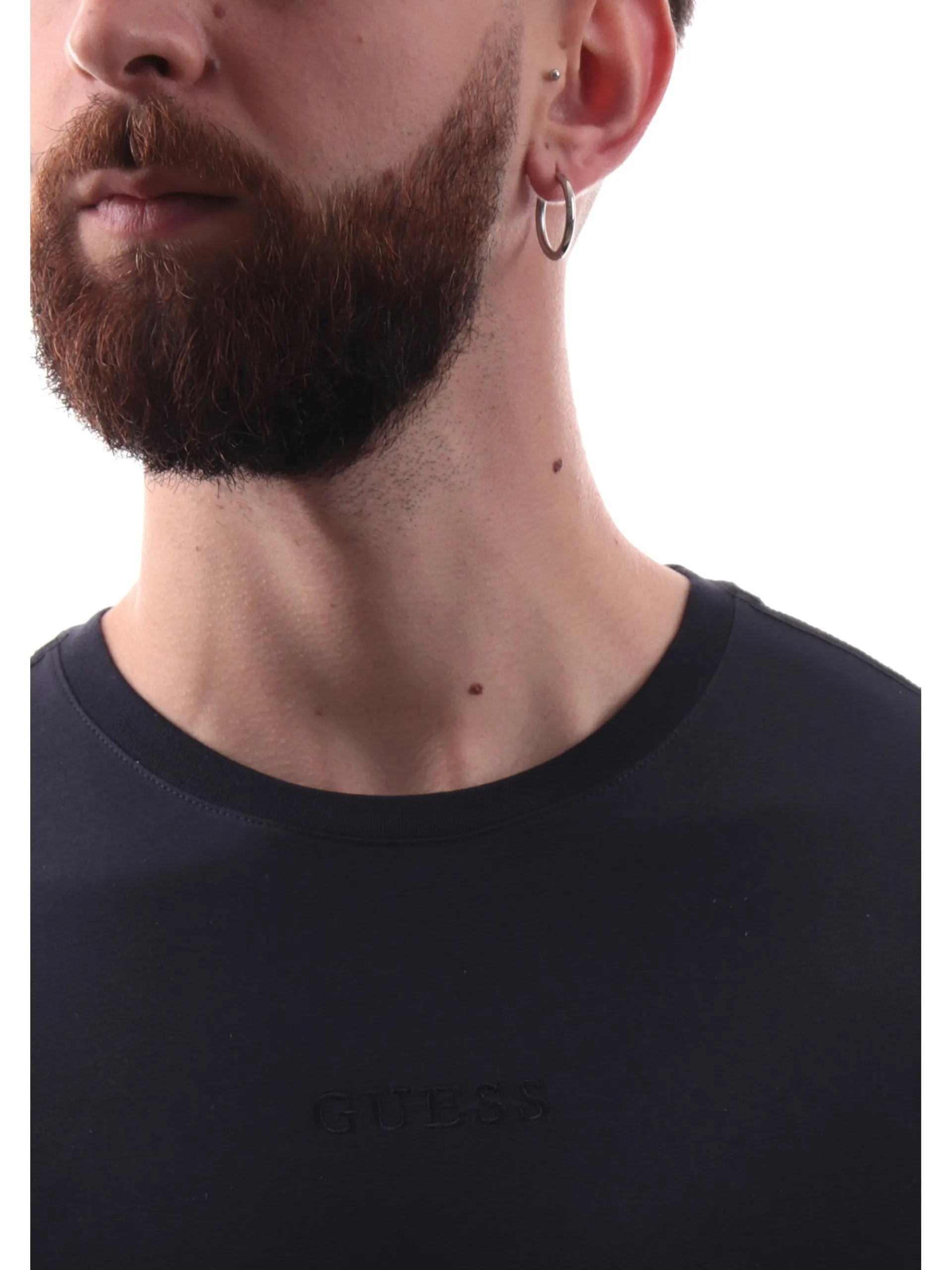 GUESS T-Shirt*T-shirt blu da uomo logo ricamato M4GP39K7HD0