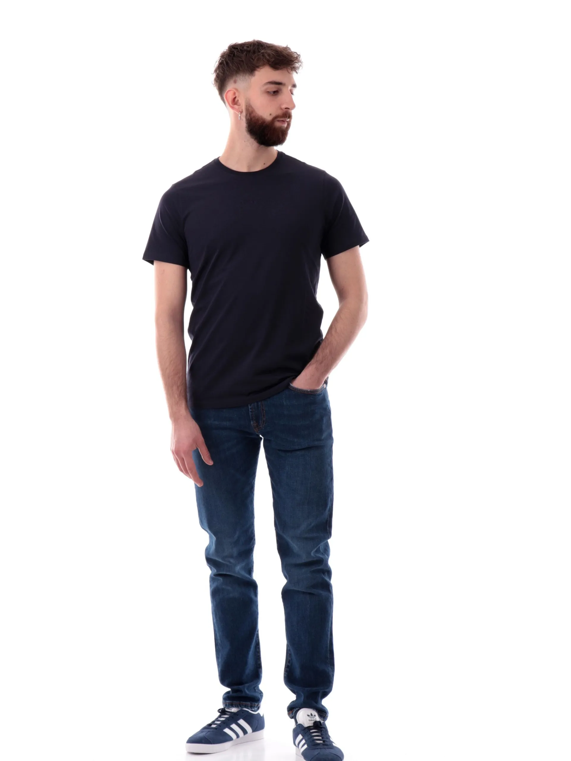 GUESS T-Shirt*T-shirt blu da uomo logo ricamato M4GP39K7HD0