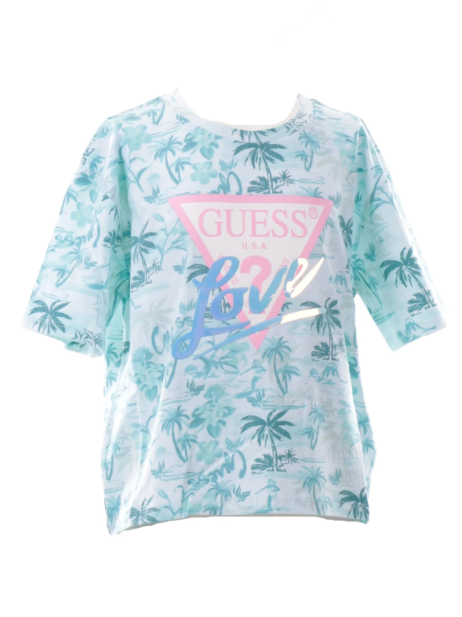 GUESS T-Shirt*T-shirt celeste da bambina maxi logo Icon J5GI10K6YW4