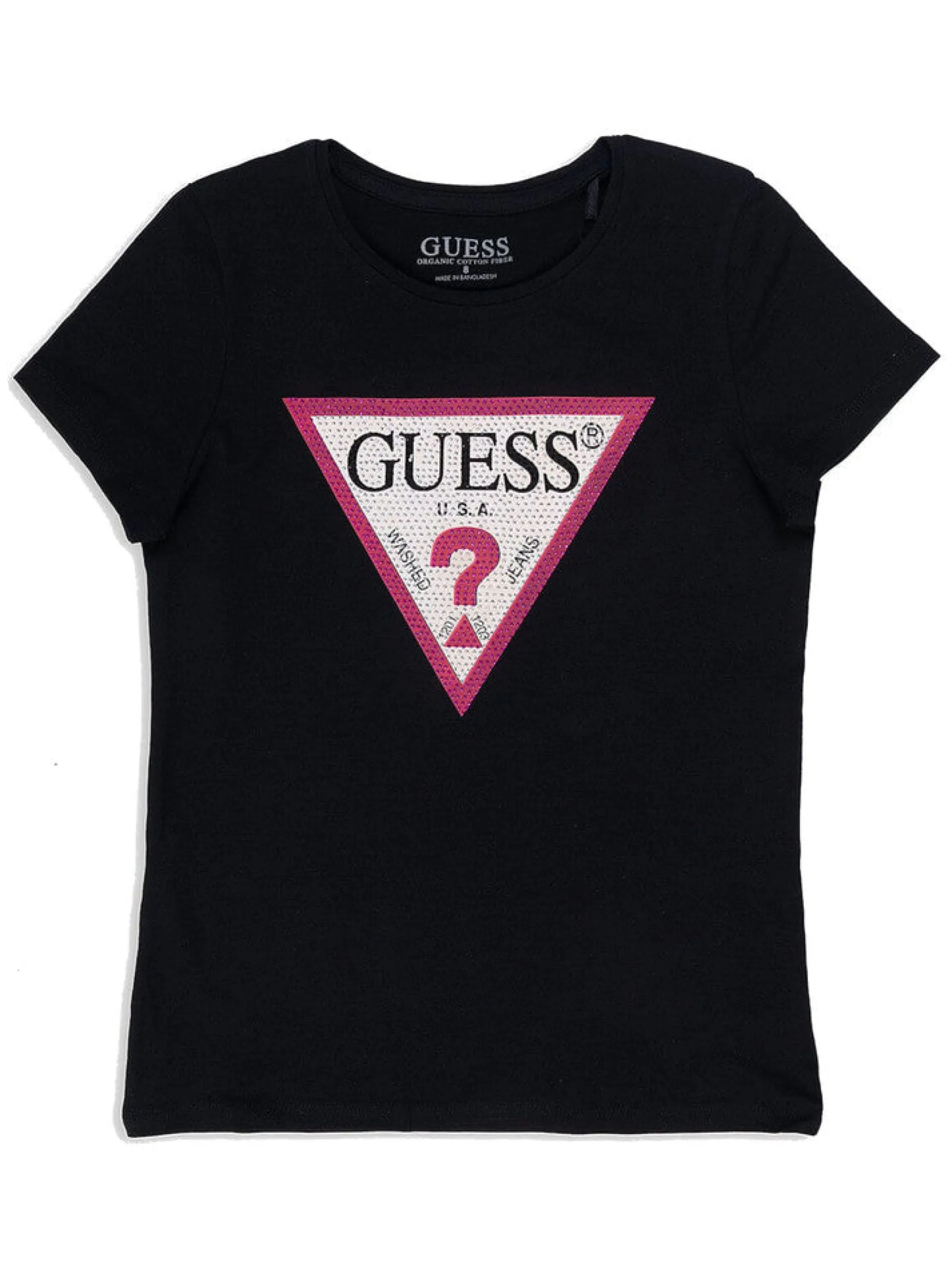 GUESS T-Shirt*T-Shirt Nera da bambina con logo strass