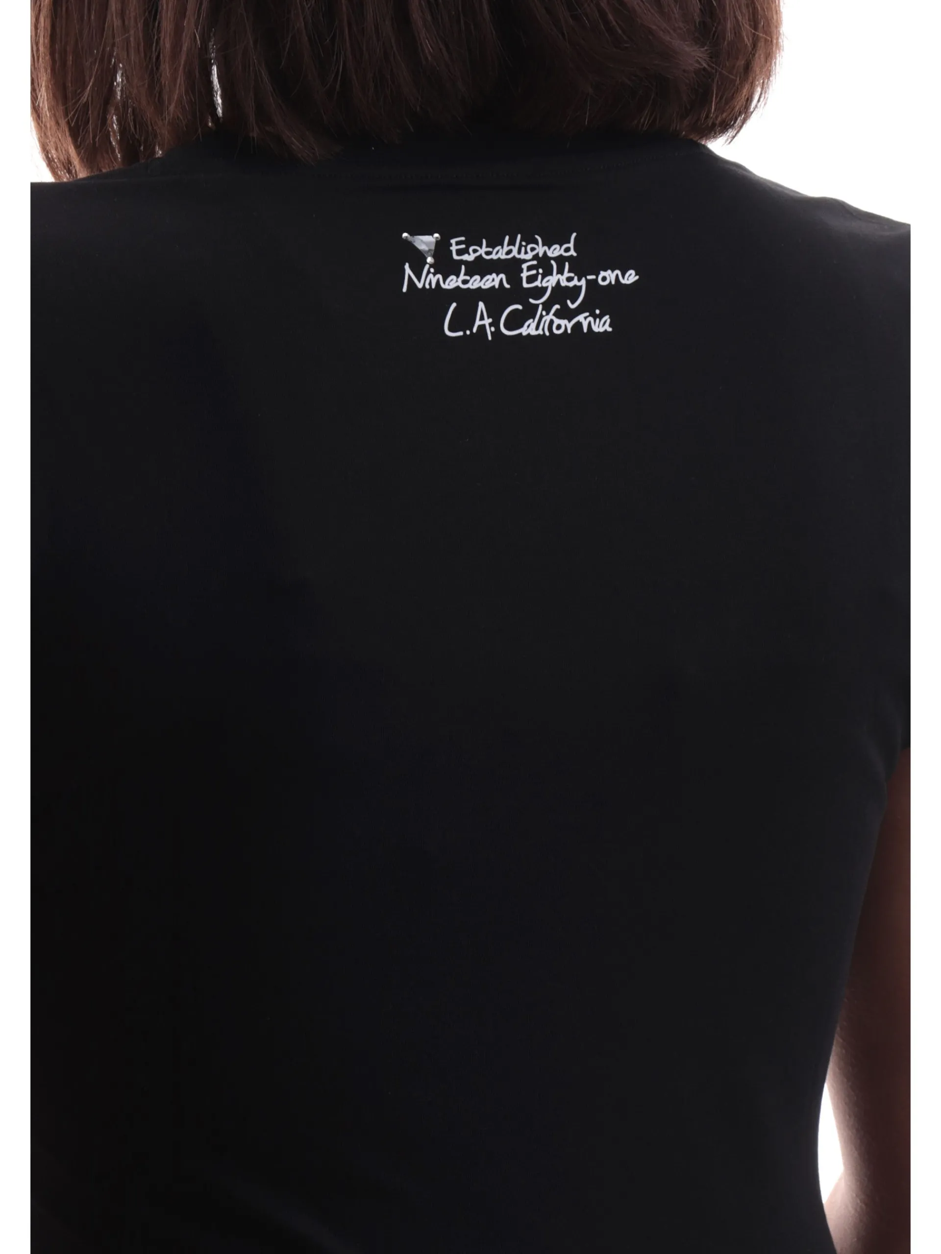 GUESS T-Shirt*T-shirt nera da donna logo floreale triangolo con strass W5RI00J1314