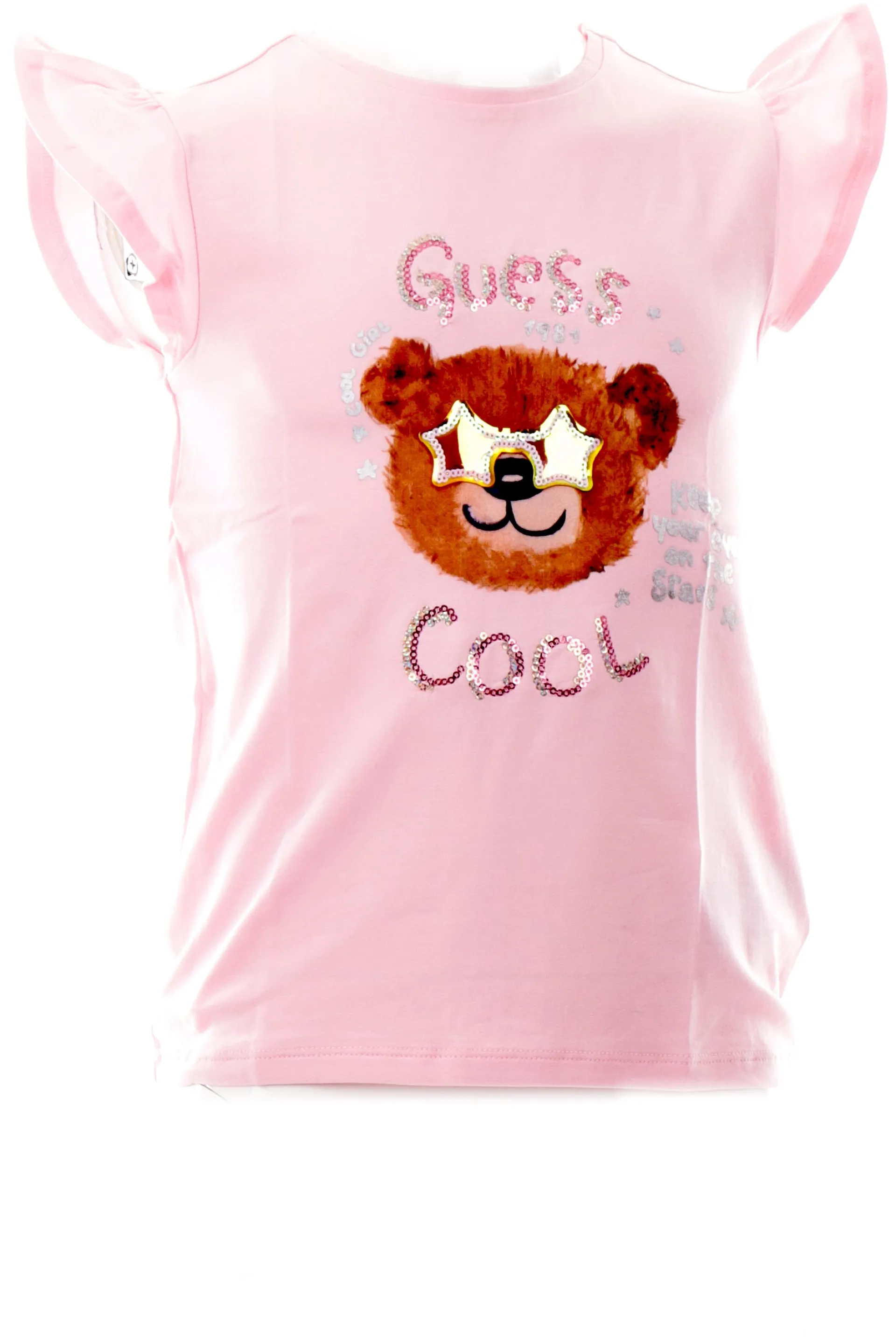 GUESS T-Shirt*T-shirt rosa da bambina con orsacchiotto K5RI18K6YW4