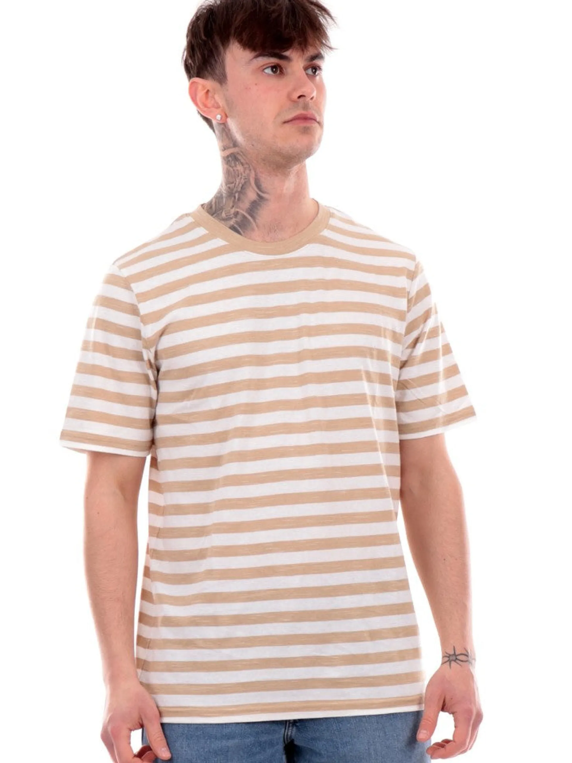 JACK&JONES T-Shirt*T-shirt Jack Jones beige da uomo a righe Stripe 12252176