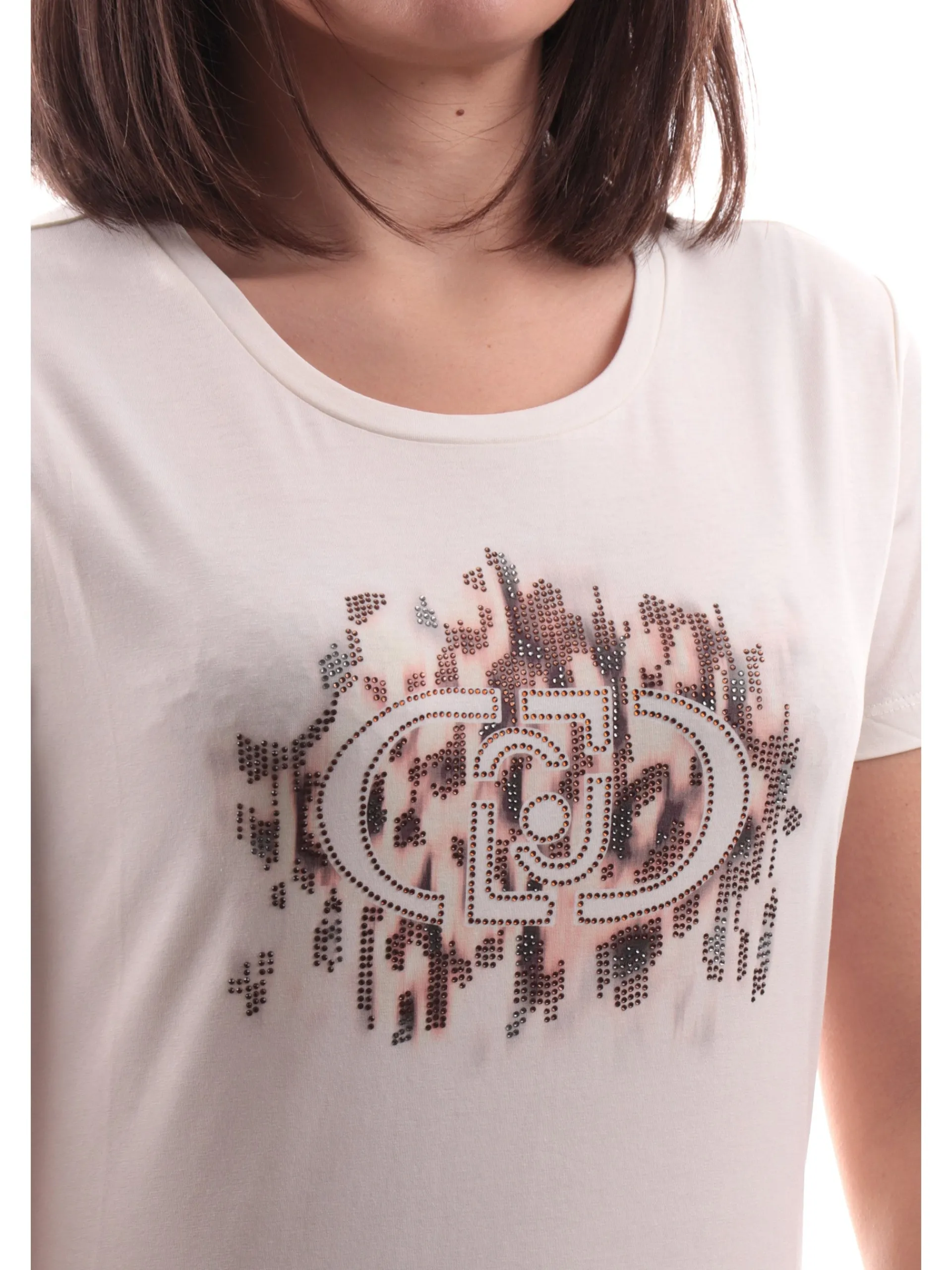 LIU JO SPORT T-Shirt*T-shirt Liu Jo bianca da donna con stampa e strass TA5173JS003M9514