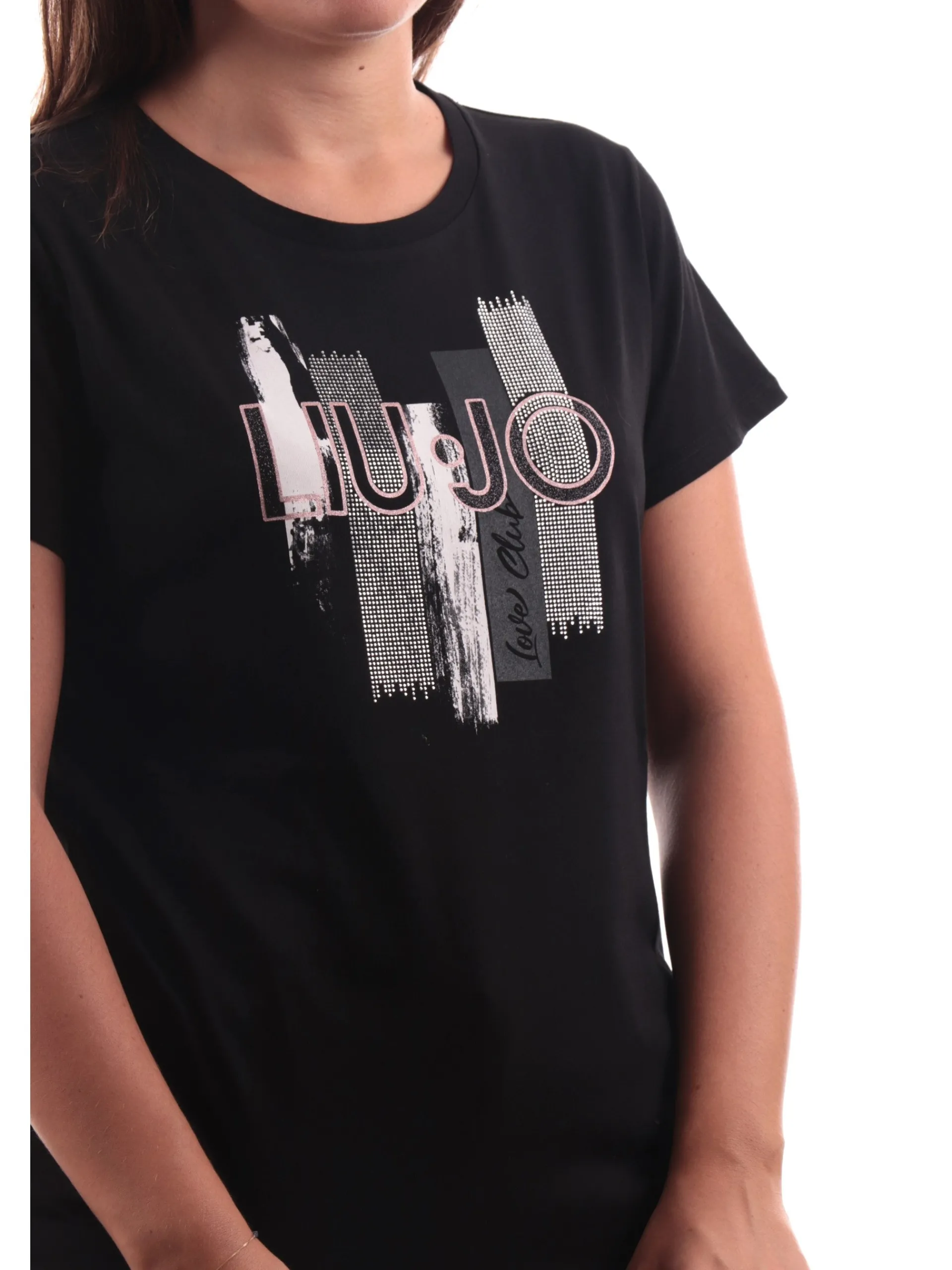 LIU JO SPORT T-Shirt*T-shirt Liu Jo nera da donna con strass maxi logo TF4209J6040