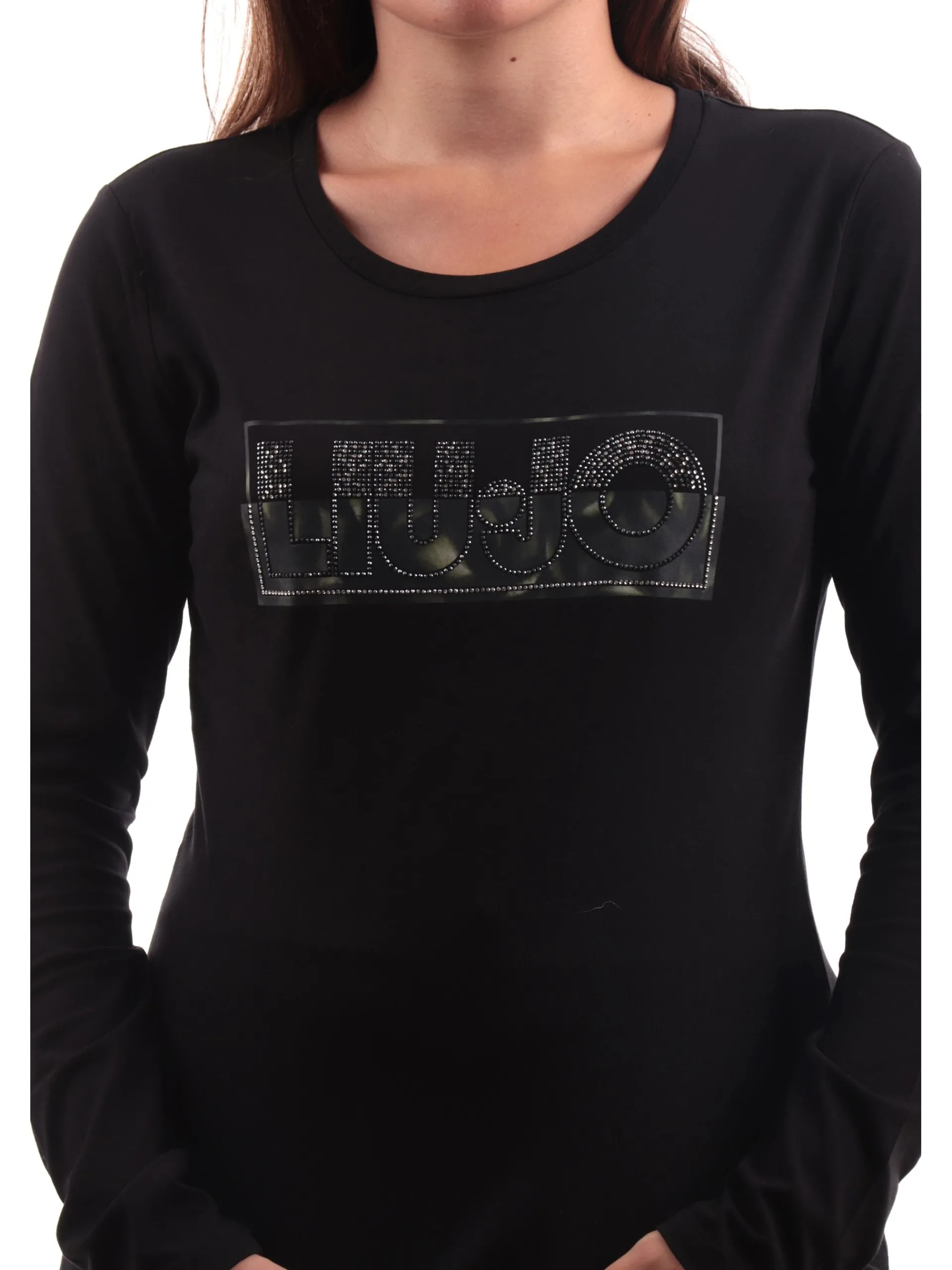 LIU JO MILANO T-Shirt*T-shirt Liu Jo nera da donna con strass WF4569JS923