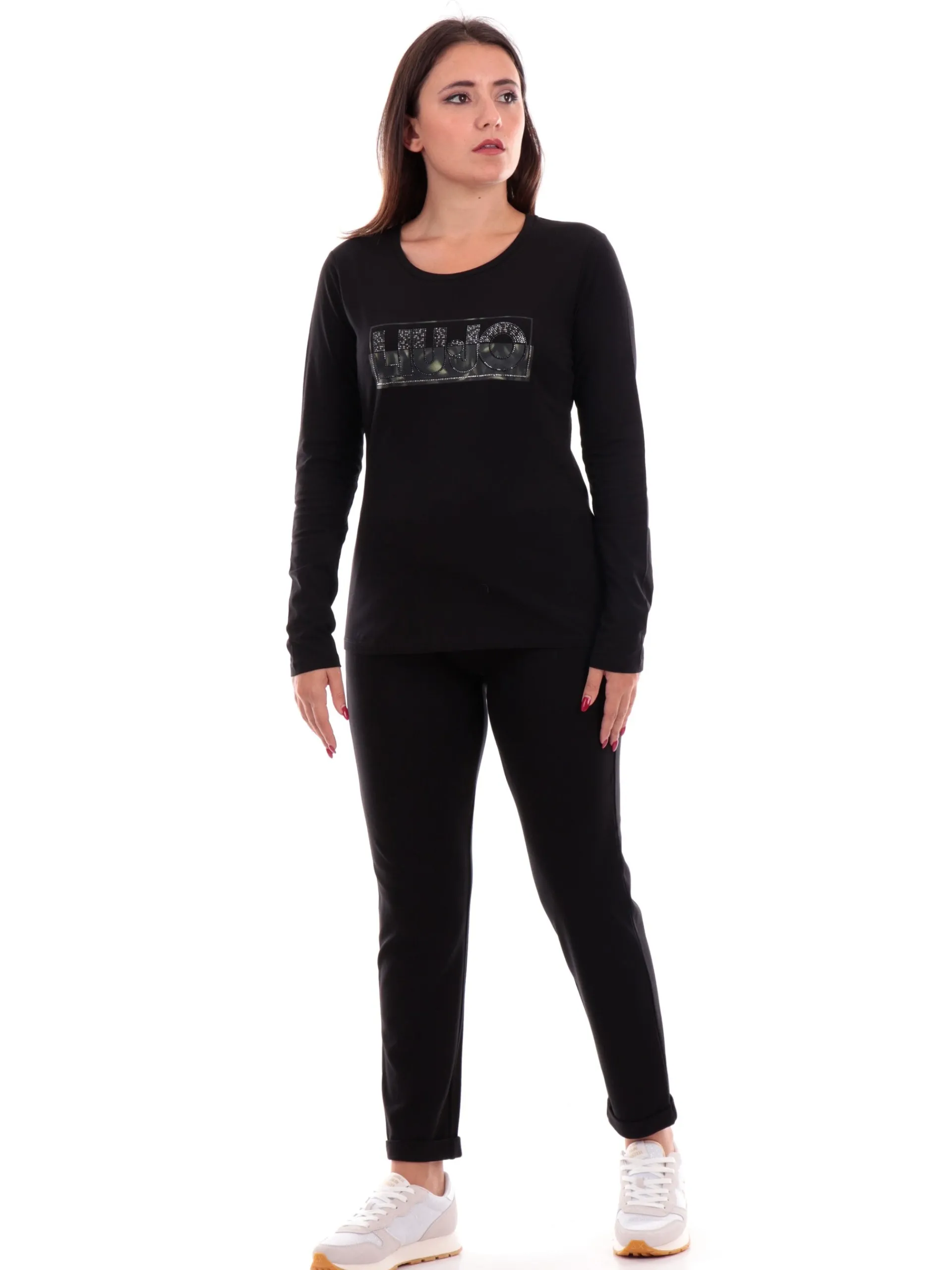 LIU JO MILANO T-Shirt*T-shirt Liu Jo nera da donna con strass WF4569JS923