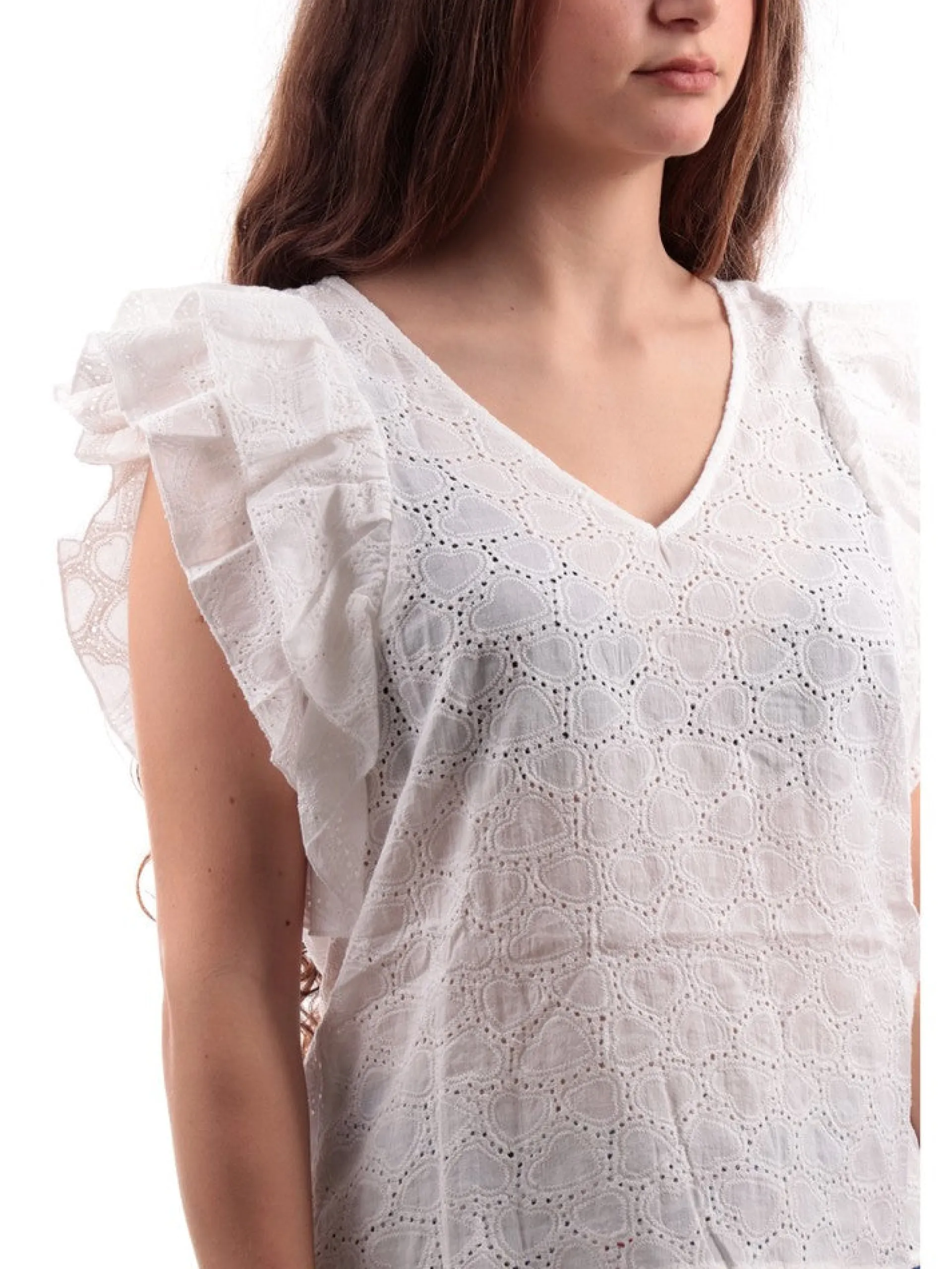 MOLLYBRACKEN Maglie*T-shirt Molly Bracken bianca da donna Woven Top LA1111CE