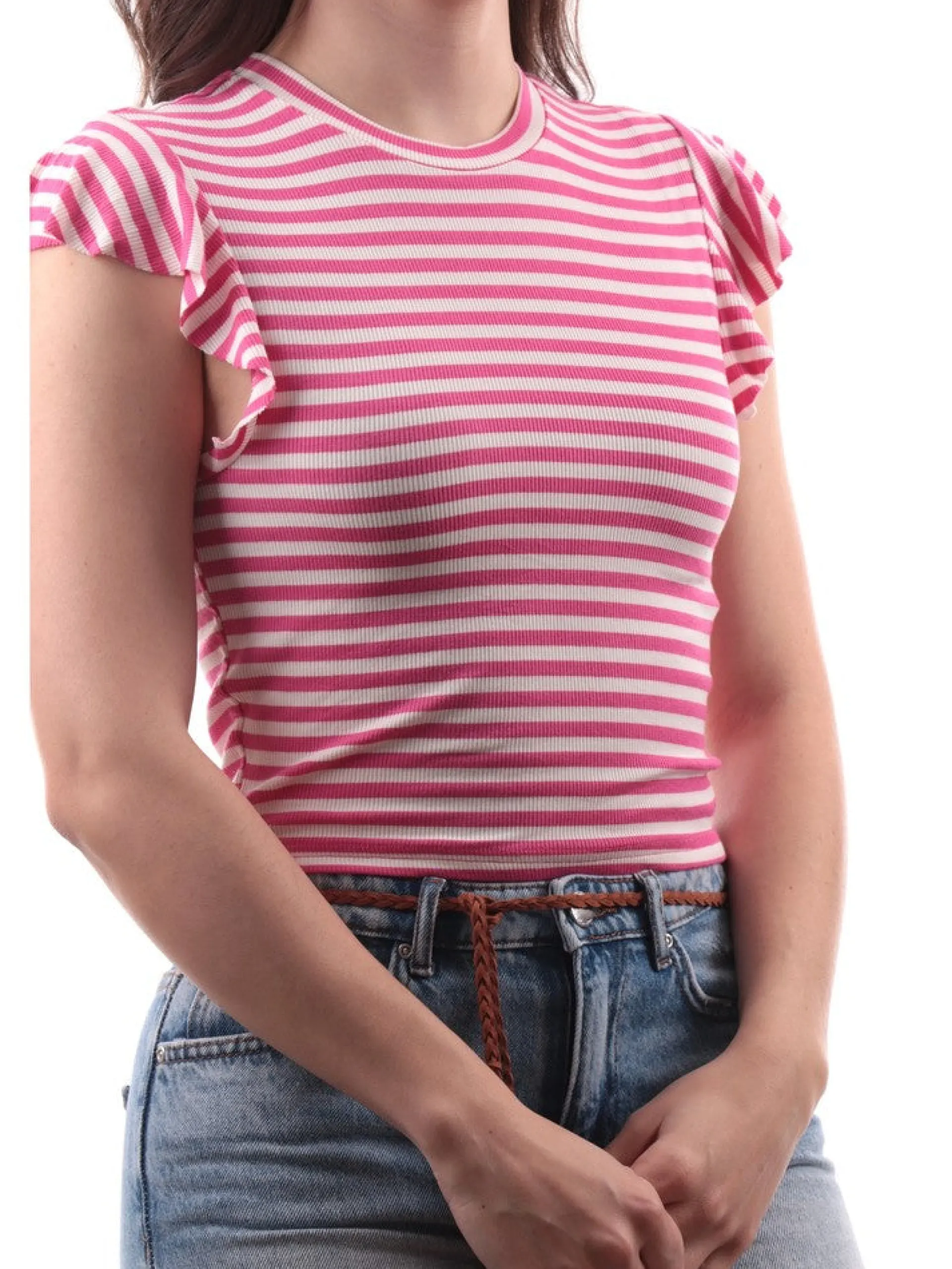 ONLY Maglie*T-Shirt da donna a righe fucsia 15289848