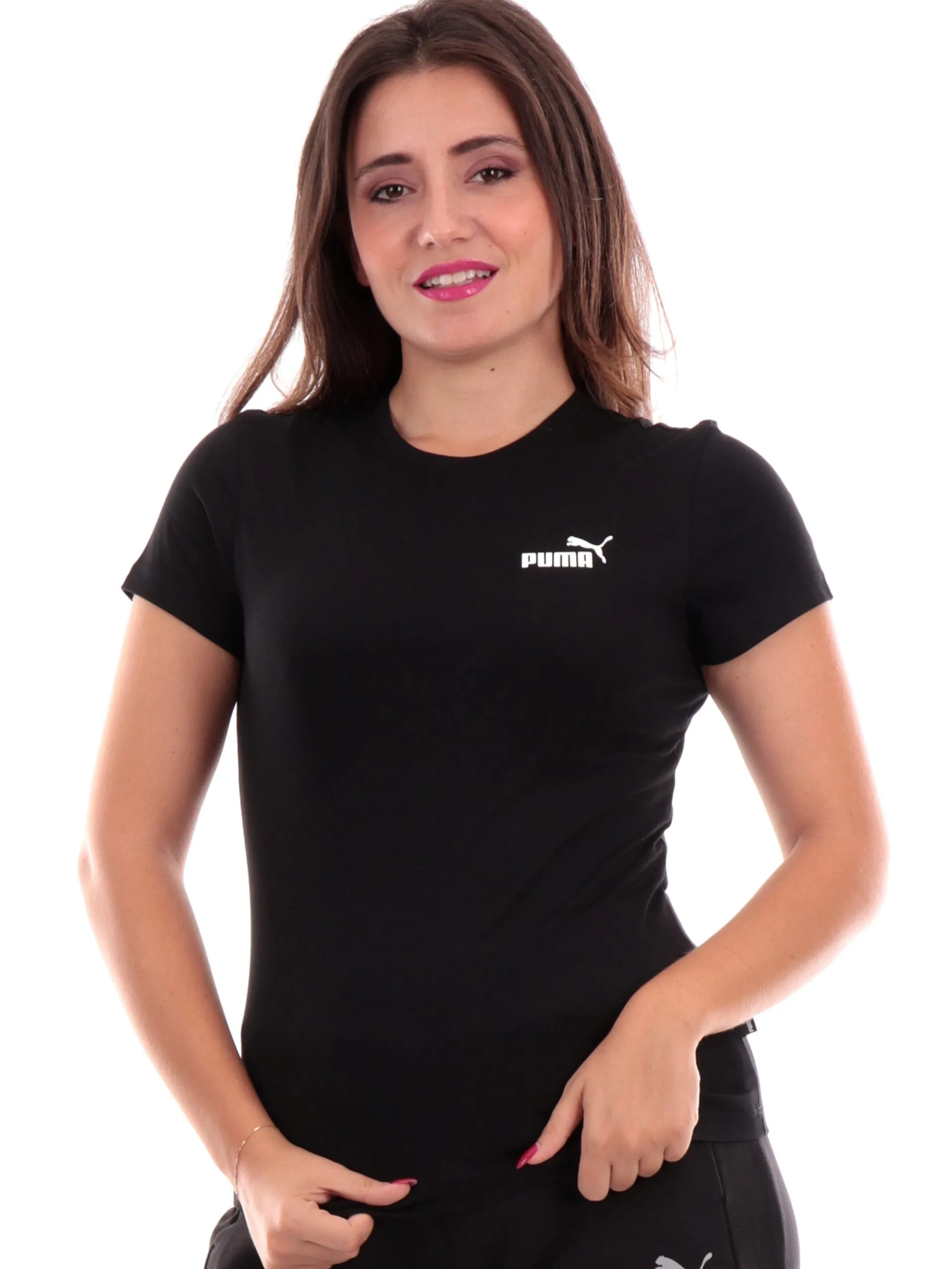 PUMA T-Shirt*T-shirt nera da donna con logo bianco 58677