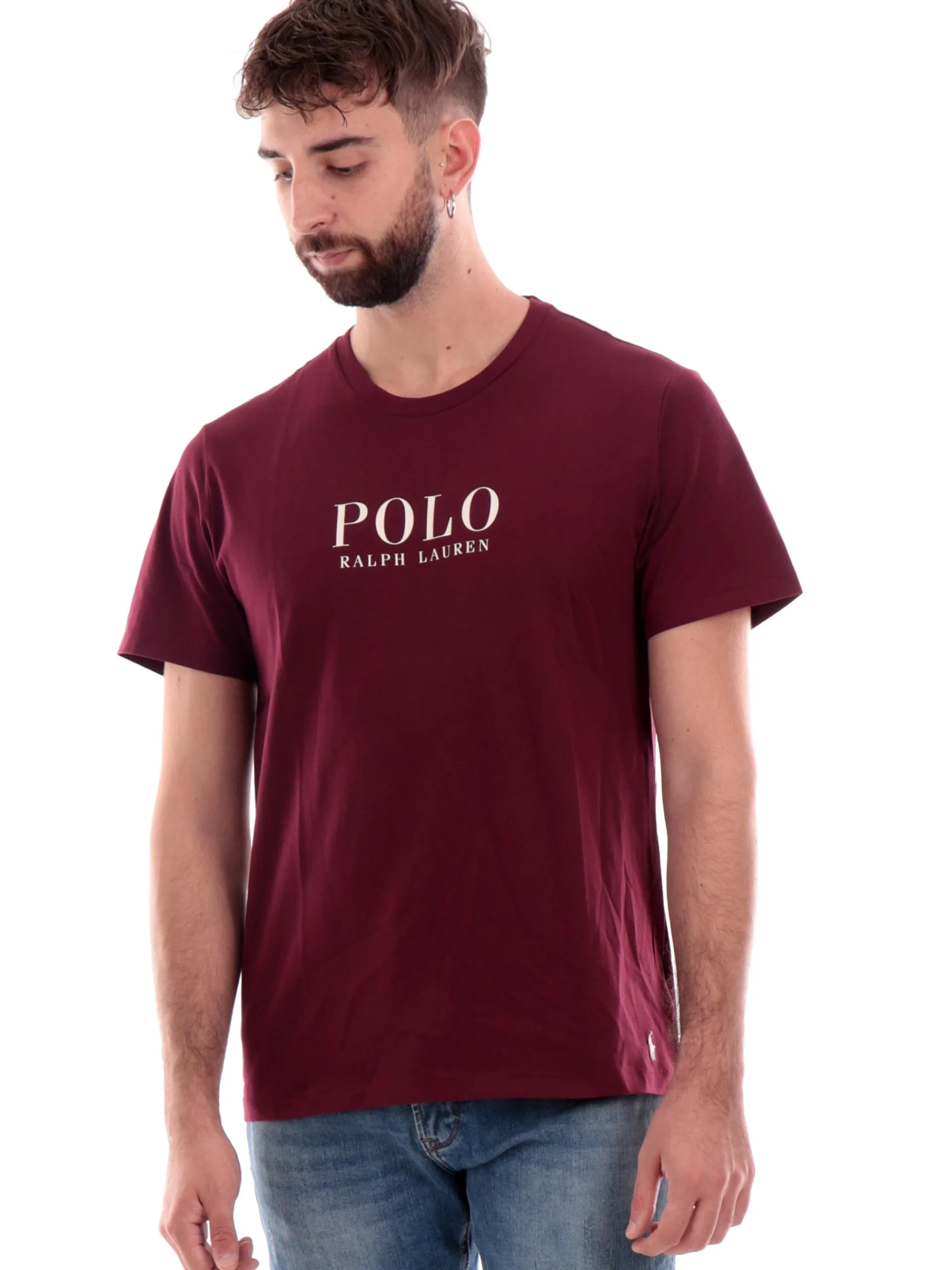 RALPH LAUREN T-Shirt*T-shirt bordeaux da uomo con grafica 714899613