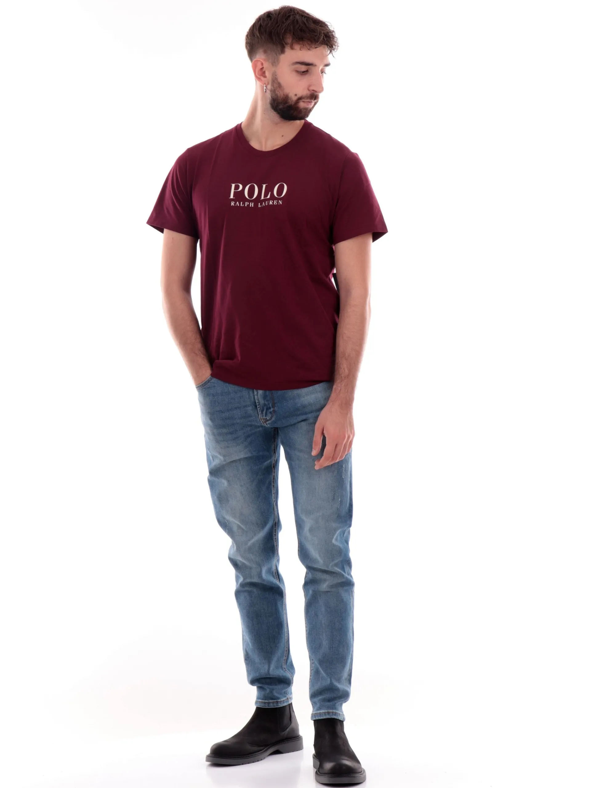 RALPH LAUREN T-Shirt*T-shirt bordeaux da uomo con grafica 714899613