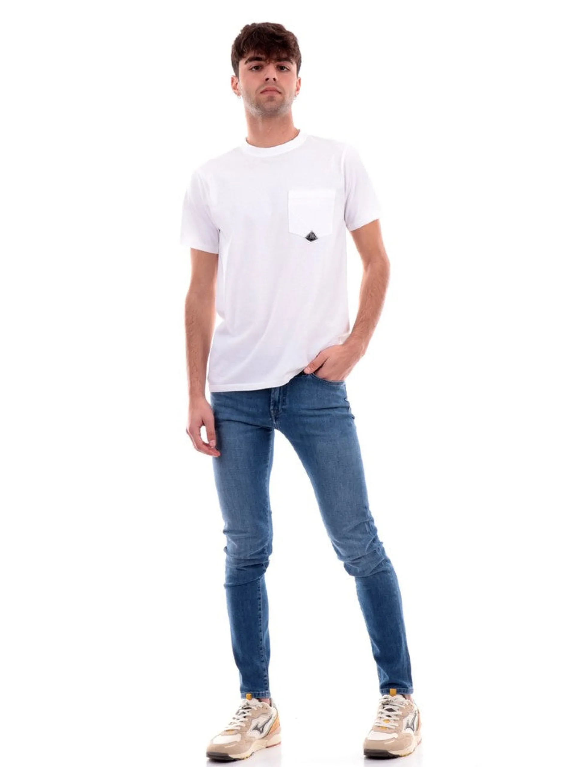 ROYROGERS T-Shirt*T-shirt Roy Rogers bianca da uomo con taschino RU90048CA16011C