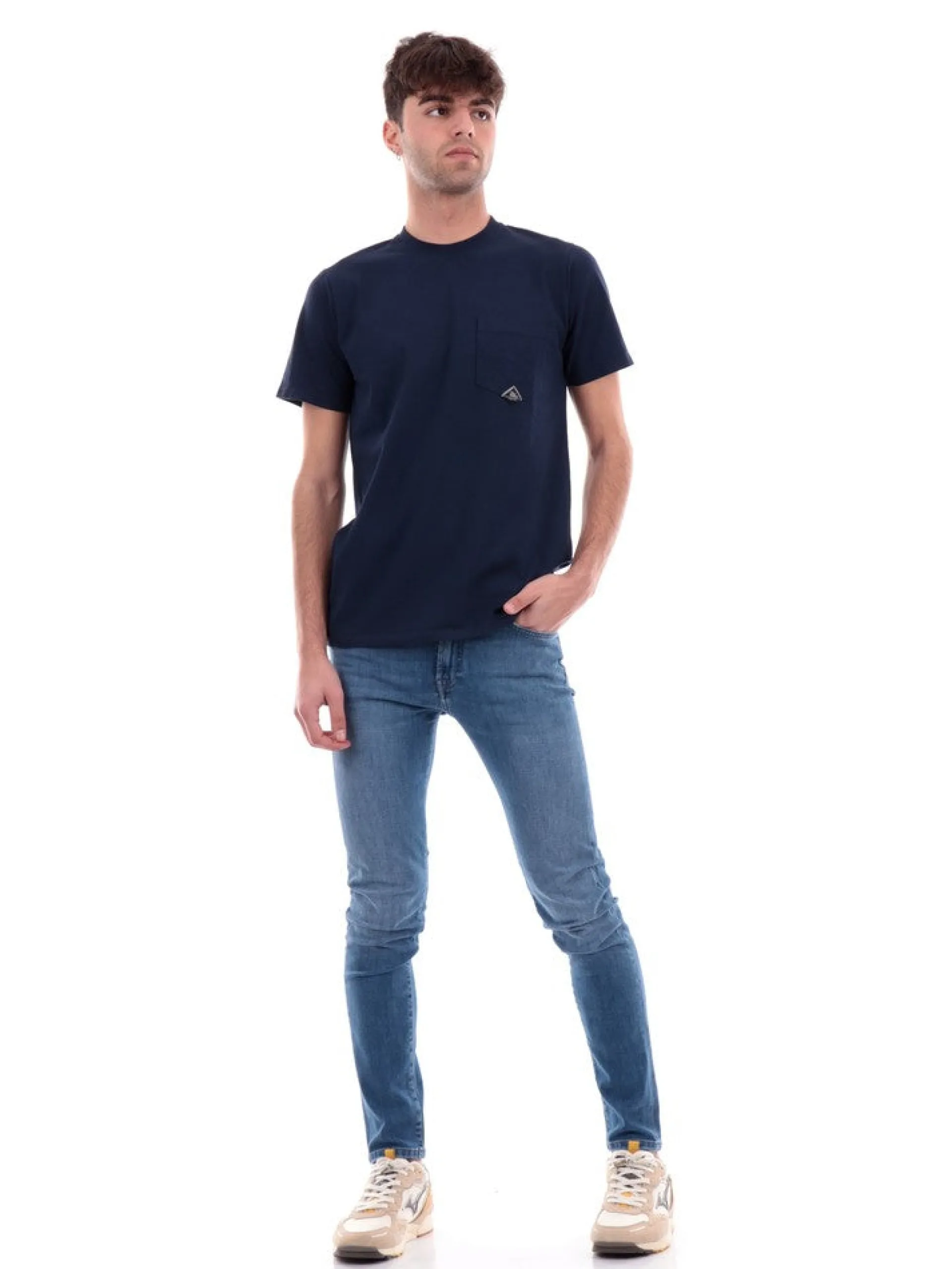 ROYROGERS T-Shirt*T-shirt Roy Rogers blu da uomo con taschino RU90048CA16011C