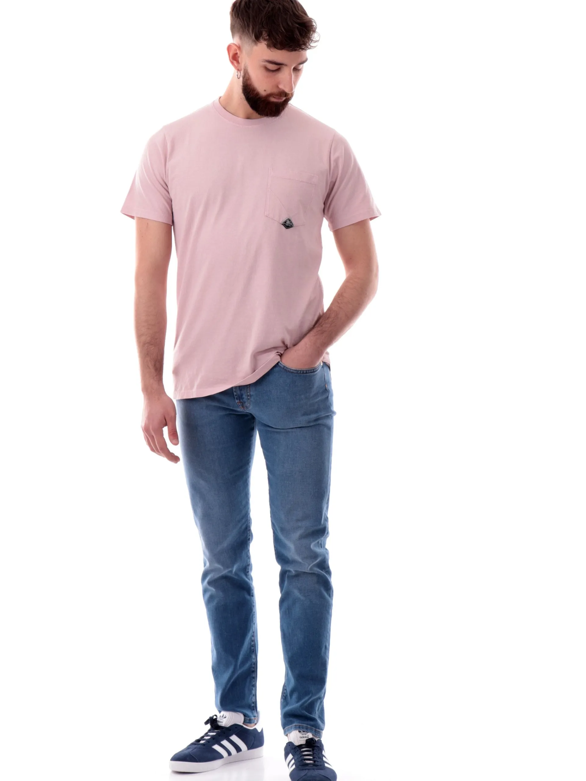 ROYROGERS T-Shirt*T-shirt Roy Rogers rosa da uomo con taschino RU90048CA160111