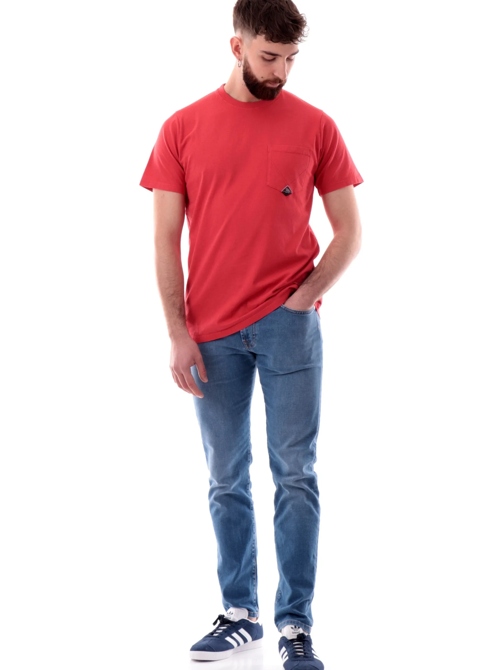 ROYROGERS T-Shirt*T-shirt Roy Rogers rossa da uomo con taschino RU90048CA160111