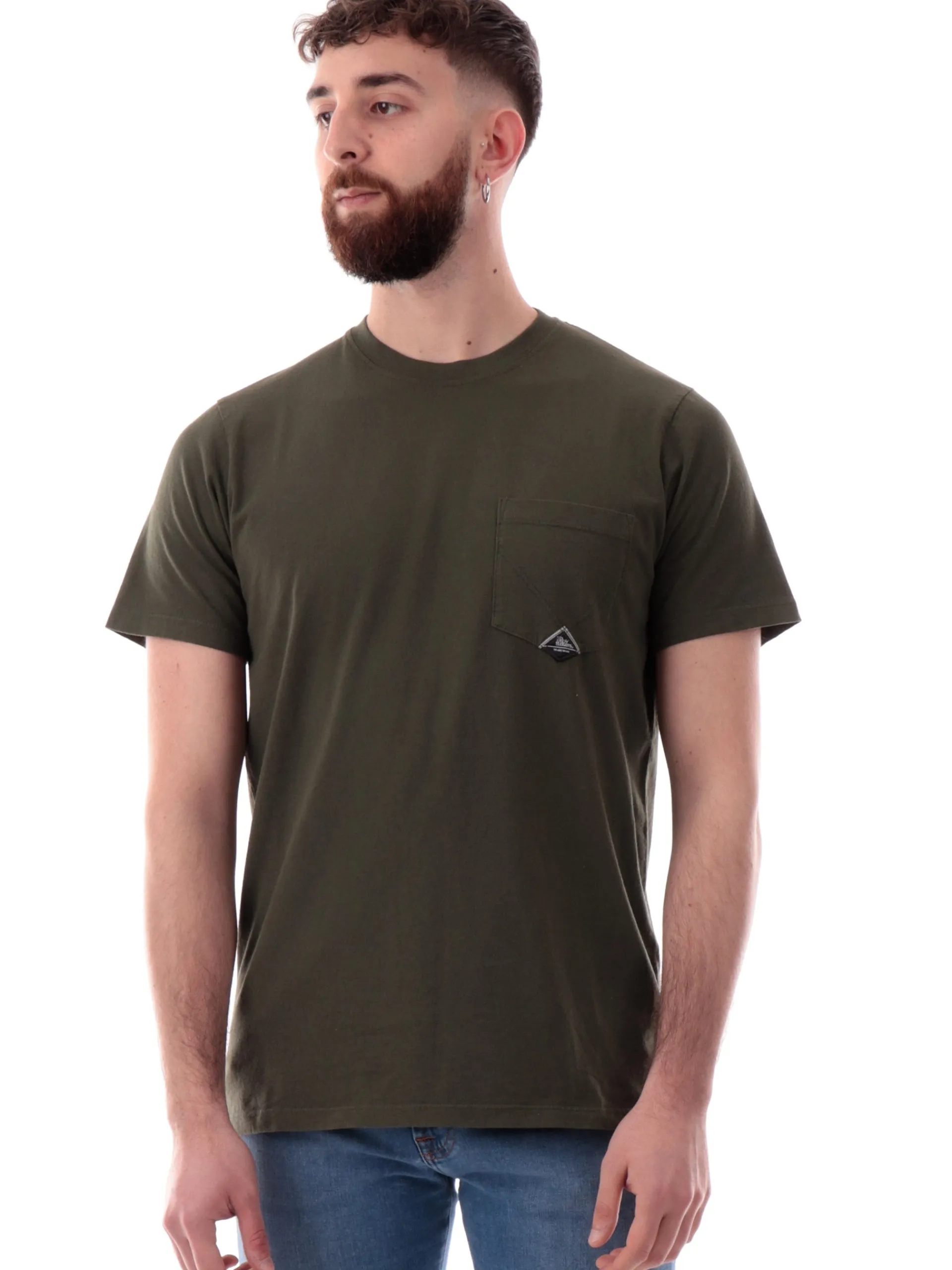 ROYROGERS T-Shirt*T-shirt Roy Rogers verde da uomo con taschino RU9048CA160111