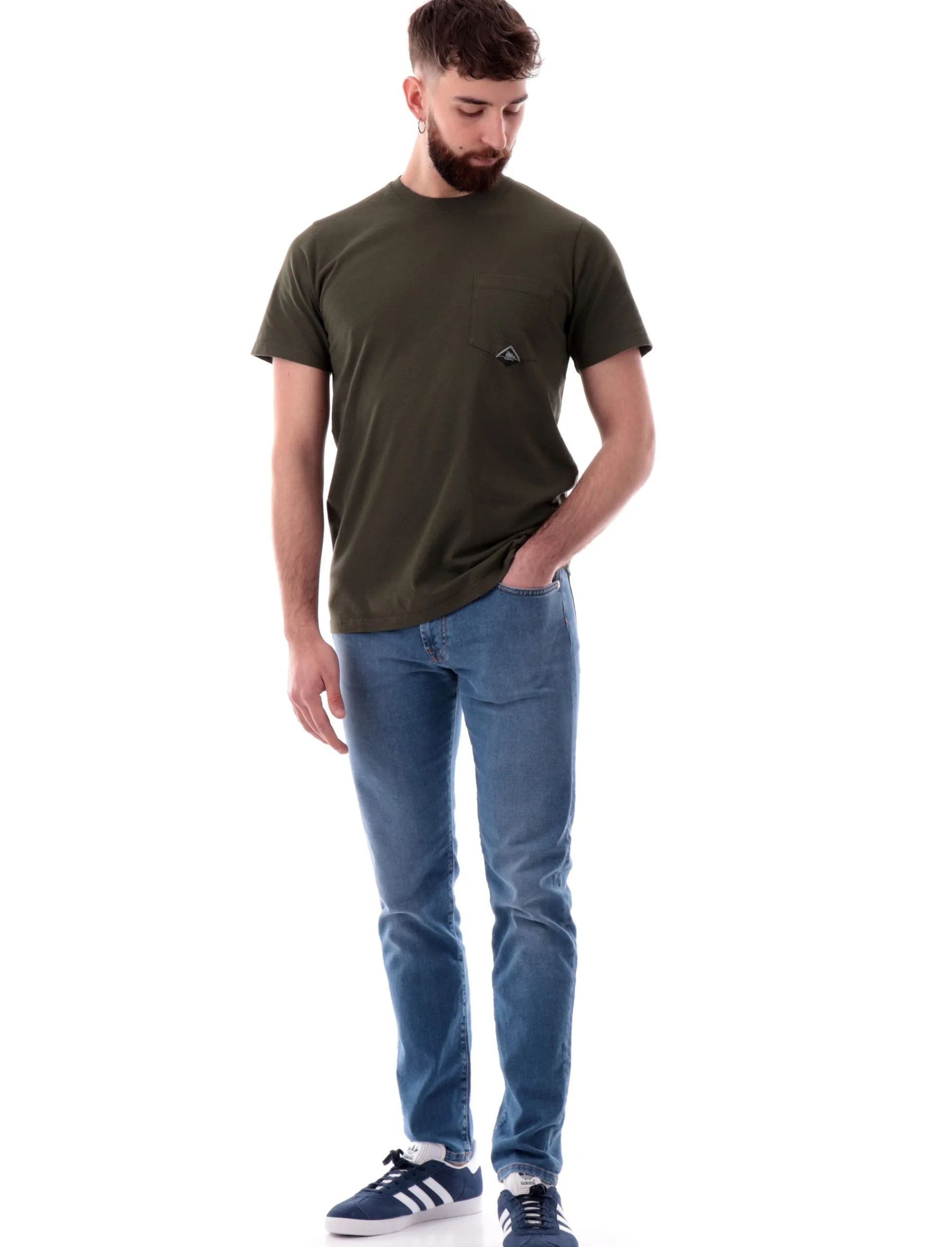 ROYROGERS T-Shirt*T-shirt Roy Rogers verde da uomo con taschino RU9048CA160111