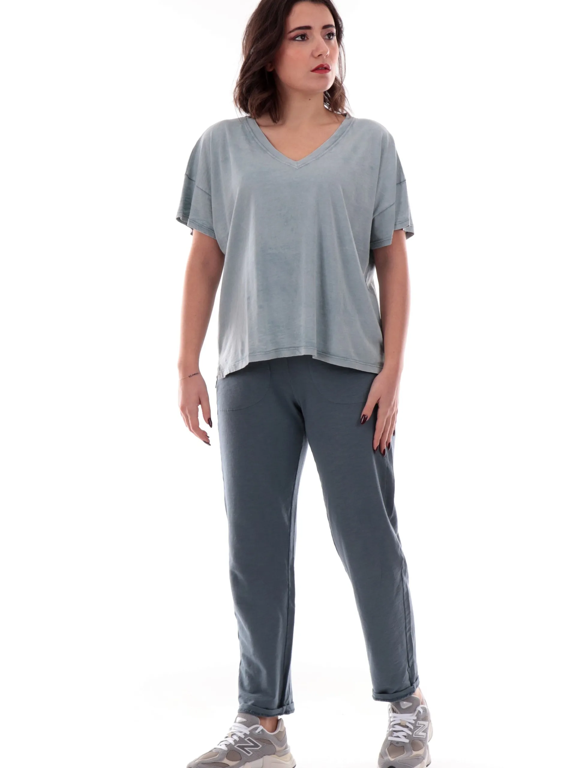DEHA T-Shirt*T-shirt scollo a v Azzurra da donna Crop D2236037627