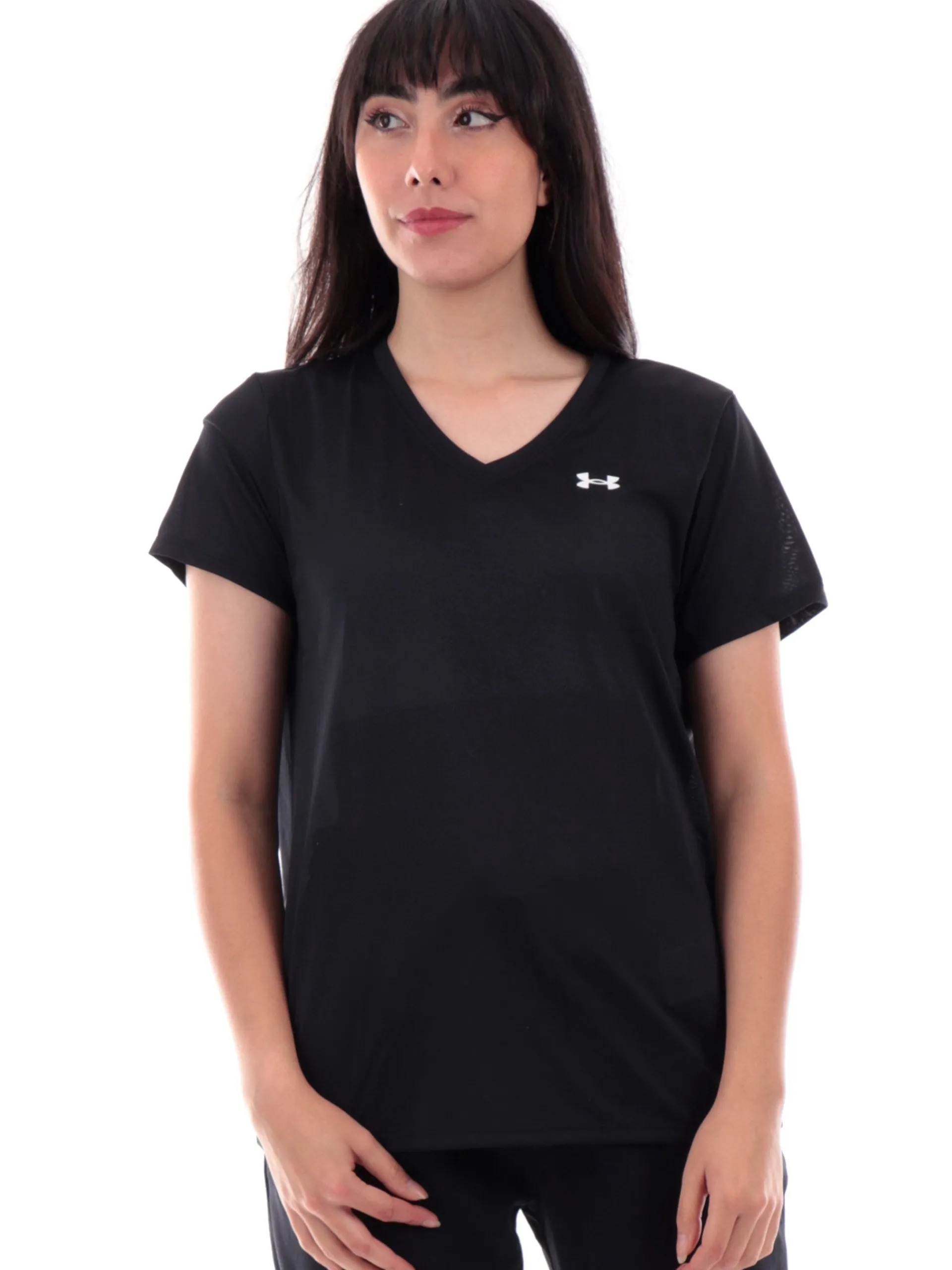 UNDER ARMOUR T-Shirt*T-shirt scollo a V nera da donna tessuto tecnico 13842290