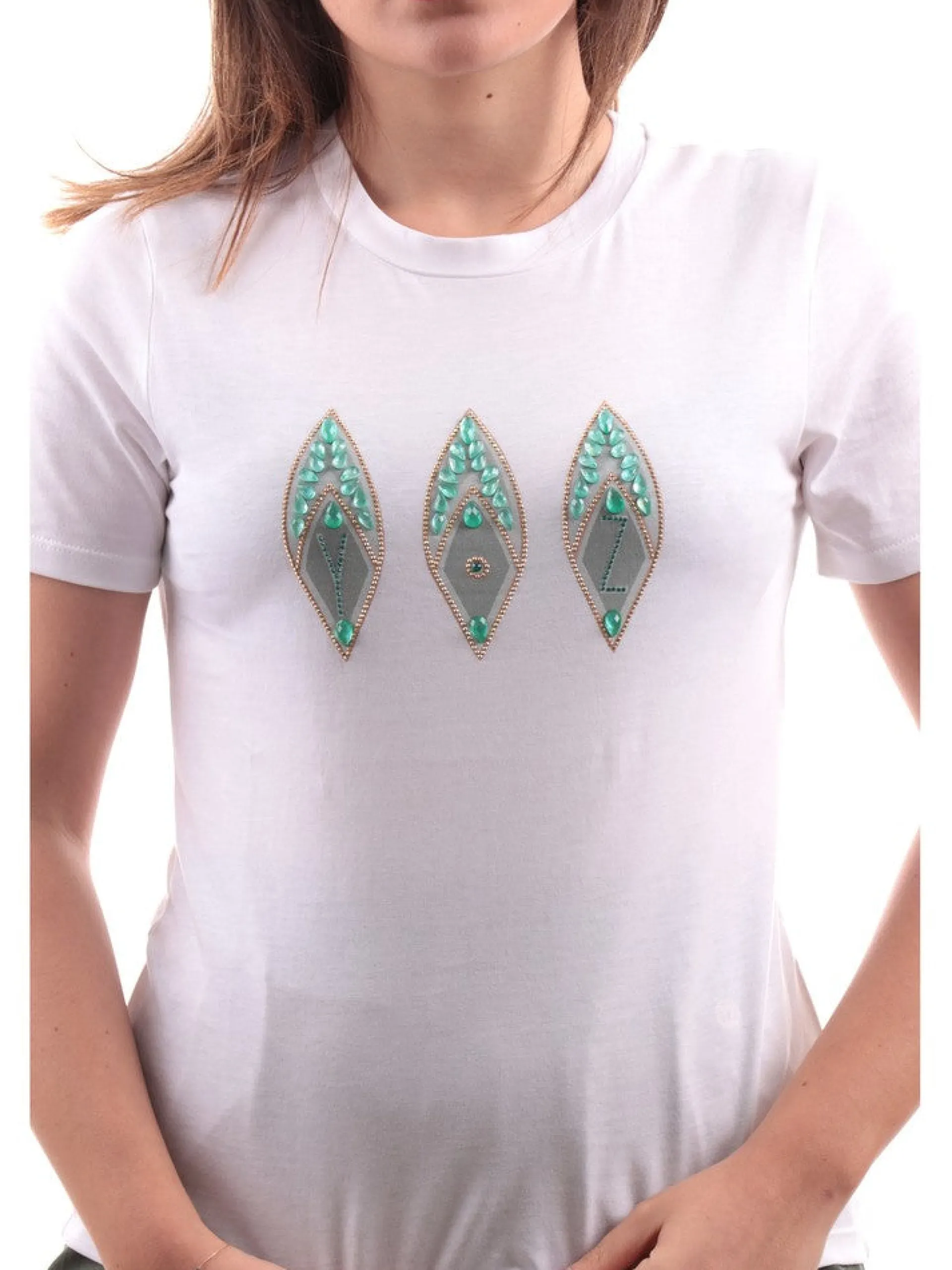 YES ZEE T-Shirt*T-shirt bianca da donna con strass T281LU060