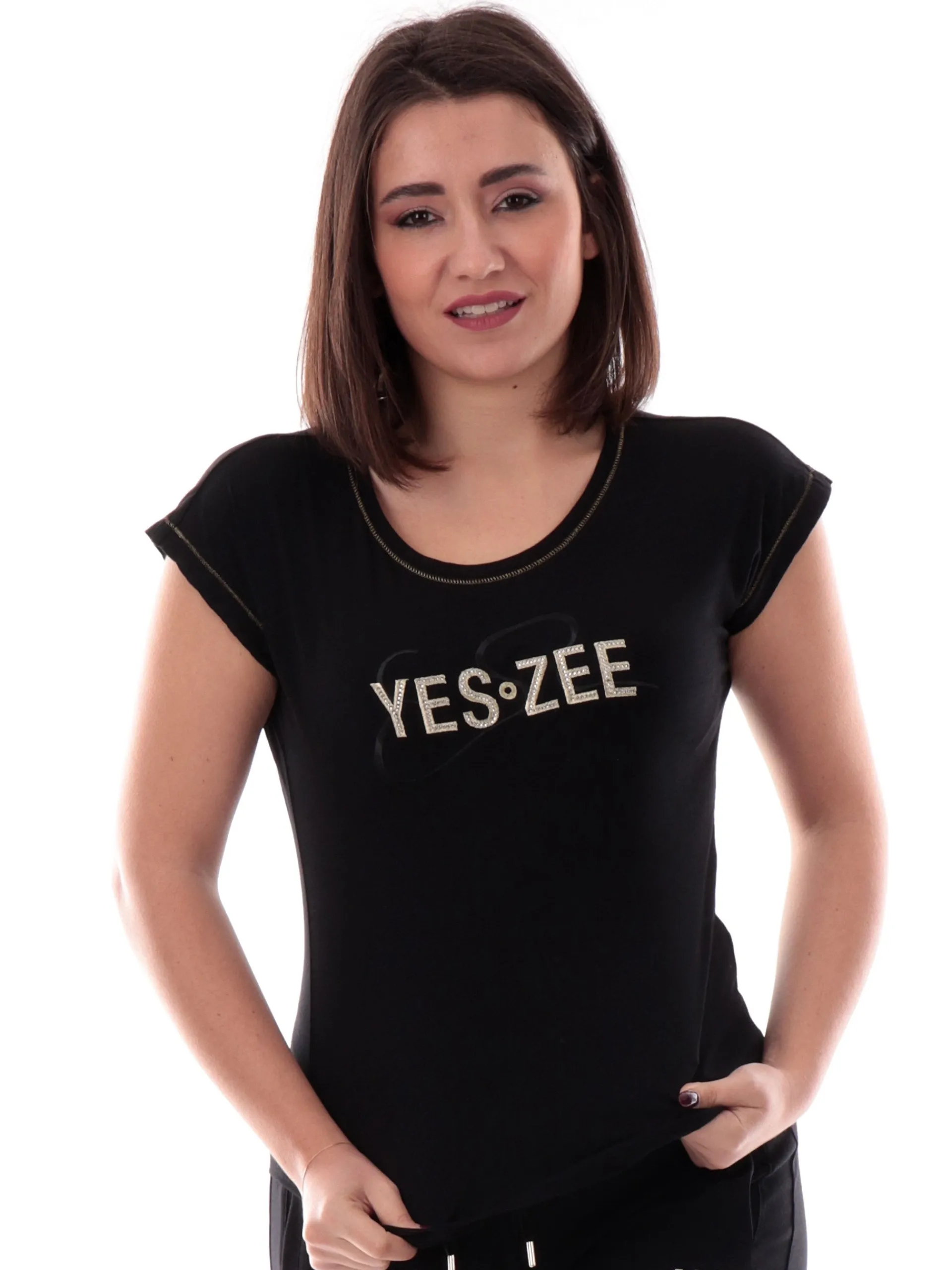 YES ZEE T-Shirt*T-shirt nera da donna T229TL00