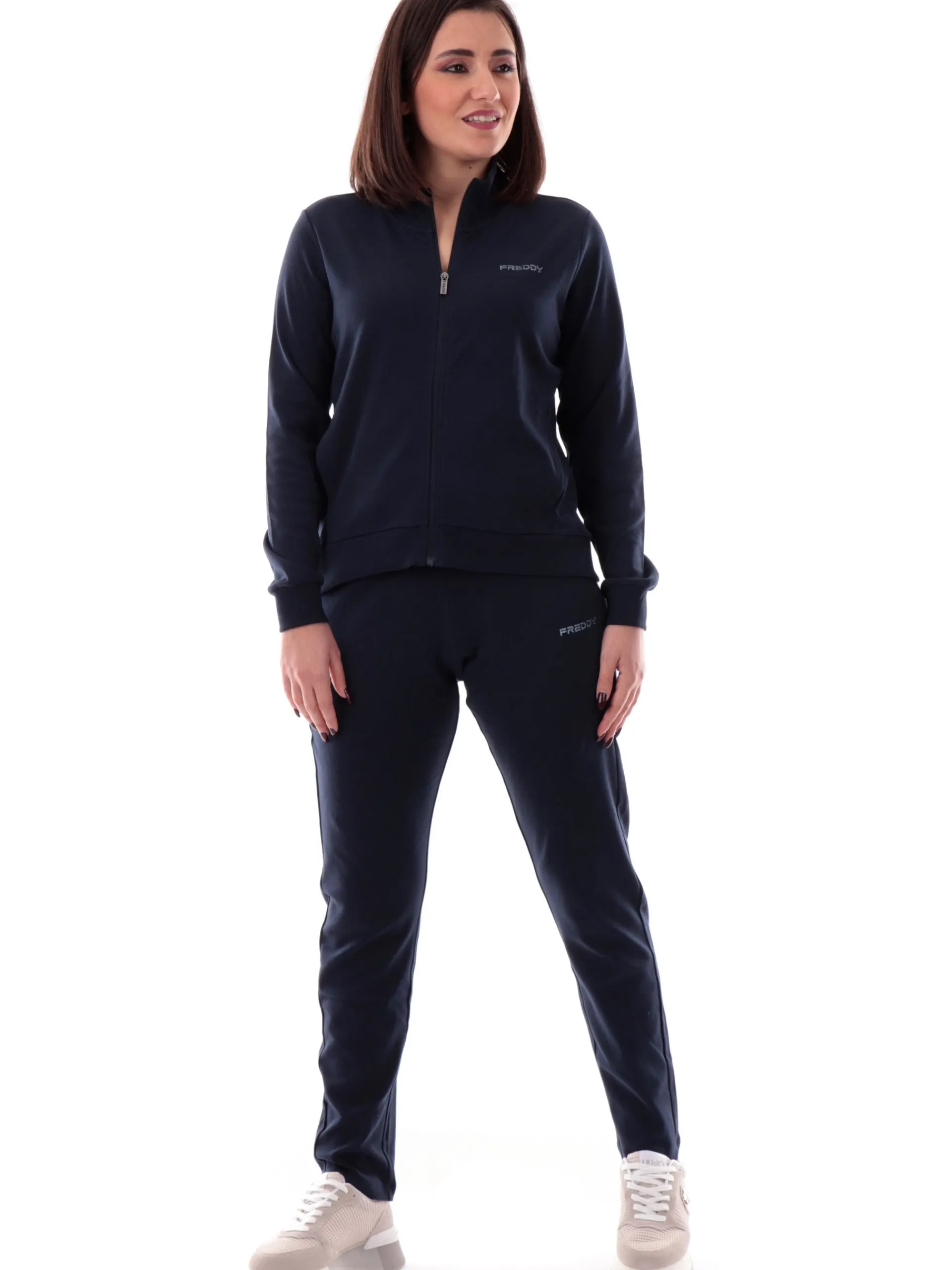 FREDDY Tute*Tuta blu da donna full zip logo con glitter S25WTRK2