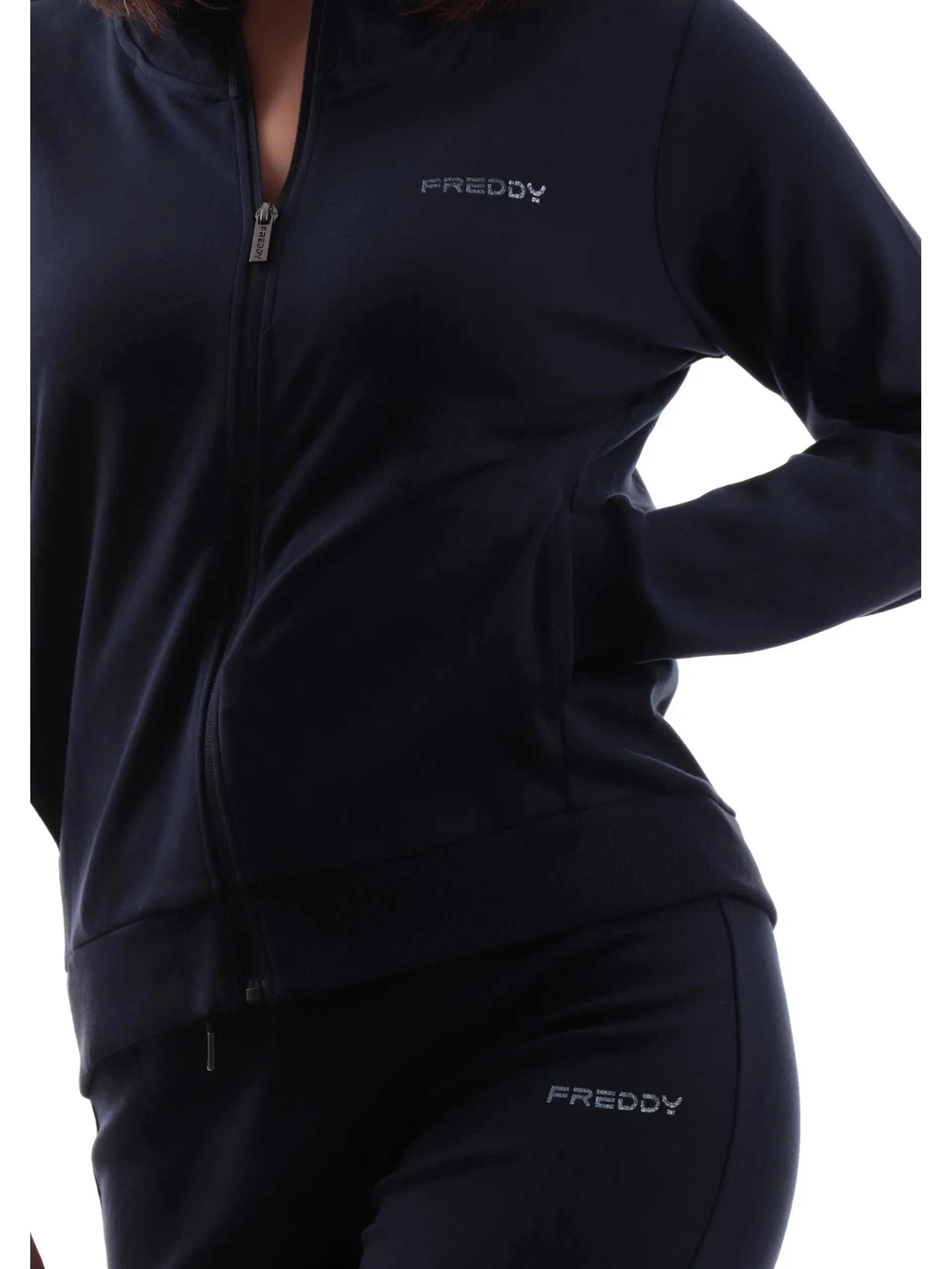FREDDY Tute*Tuta blu da donna full zip logo con glitter S25WTRK2