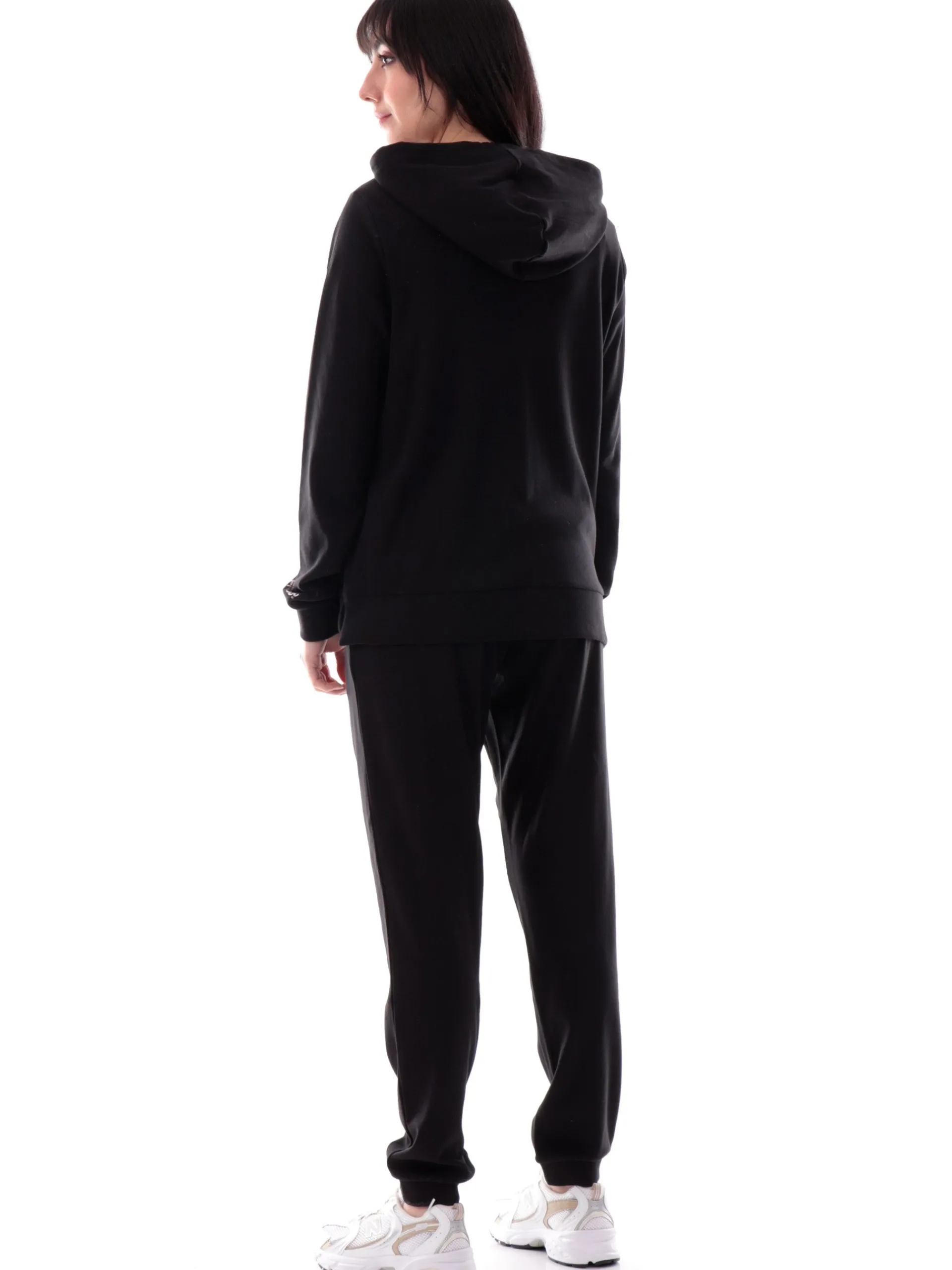 FREDDY Tute*Tuta nera da donna con cappuccio logo manica S25WTRK4