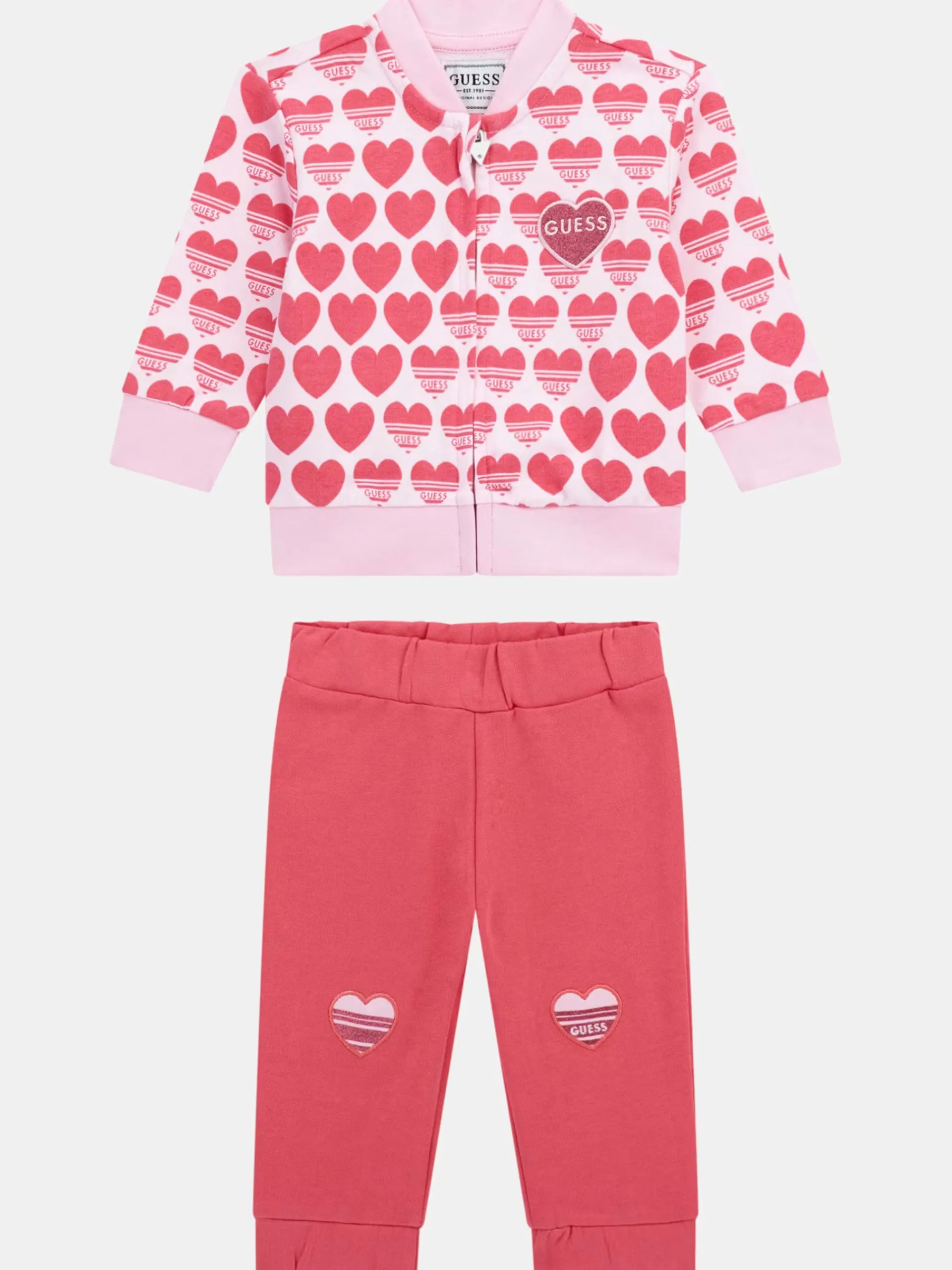 GUESS Completi*Tuta rosa da bambina cuori all over A5RG03KA6R4
