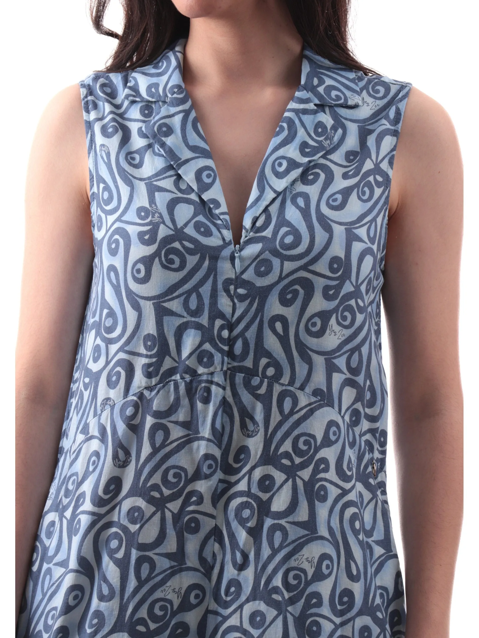 YES ZEE Jumpsuit*Tuta Intera celeste da donna a palazzo misto lino Q429V9002704