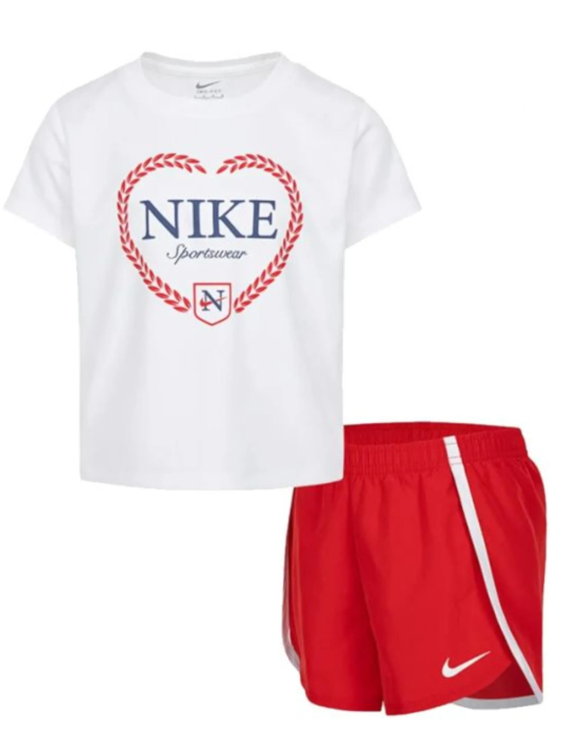 NIKE Completi*Tuta Dri-Fit bianca e rossa da bambina Game Swoosh 36M835