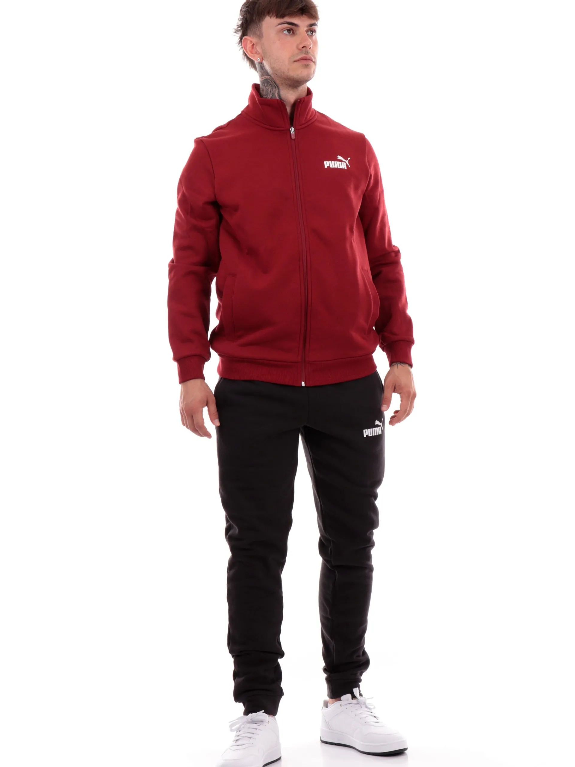 PUMA Tute*Tuta da uomo rossa e nera full zip 585841